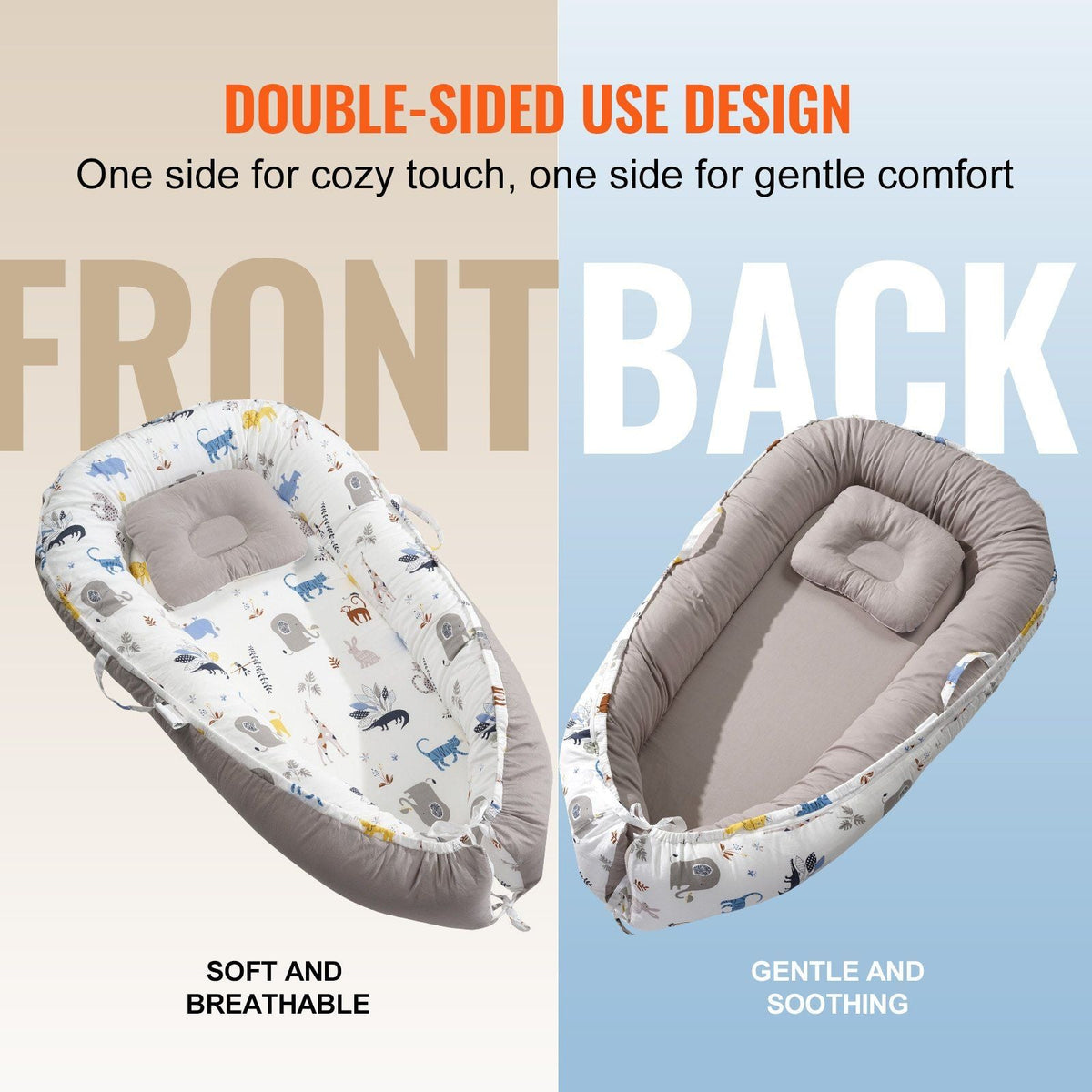 Baby Lounger Infant Nest Lounger 100% Cotton Co Sleeper with Headrest