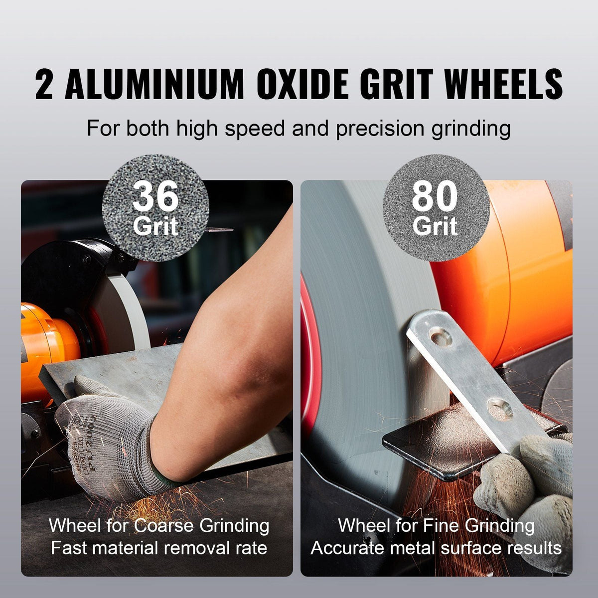 Bench Grinder, 8 inch Single Speed Bench Grinder with 3A Brushless Motor 3580 RPM Table Grinder with 36/80-Grit Grinding Wheels for Grinding, Sharpening Application