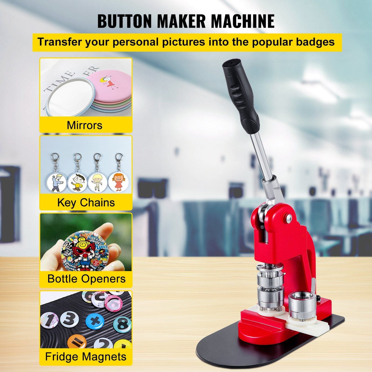 Button Maker 1 inch Button Badge Maker 25mm Pins Punch Press Machine 499 pcs Free Button Parts + Circle Cutter (25mm 499pcs) for Halloween
