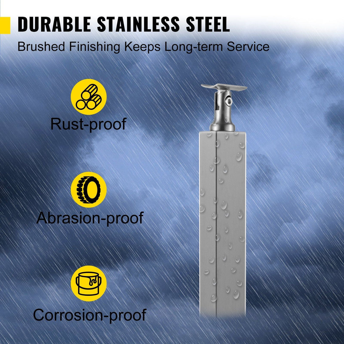 Cable Railing Post Level Deck Stair Post 42 x 0.98 x 1.97" Cable Handrail Post Stainless Steel Wire Drawing Deck Railing DIY Picket Without Hole Stair Railing Kit with Mount Bracket Silver
