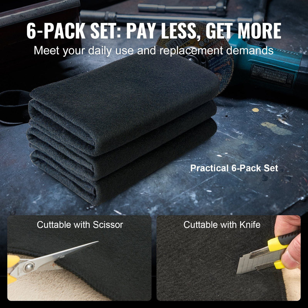 Carbon Felt Welding Blanket 6 Pack, 21" x 20" Flame Retardant Welding Blankets, Up To 1800°F Heat Resistant Blanket Set, Cuttable Carbon Fiber Fire Retardant Insulation Welding Mat Pad