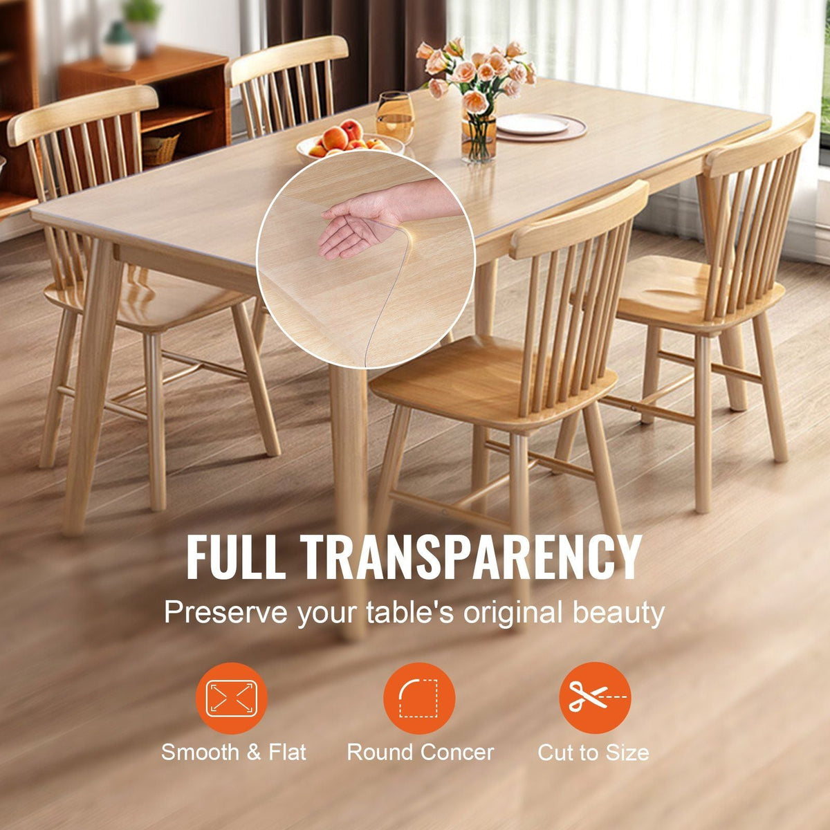 Clear Table Cover Protector, 24" x 48"/613 x 1230.2 mm Table Cover, 1.5 mm Thick PVC Plastic Tablecloth, Waterproof Desktop Protector for Writing Desk, Coffee Table, Dining Room Table