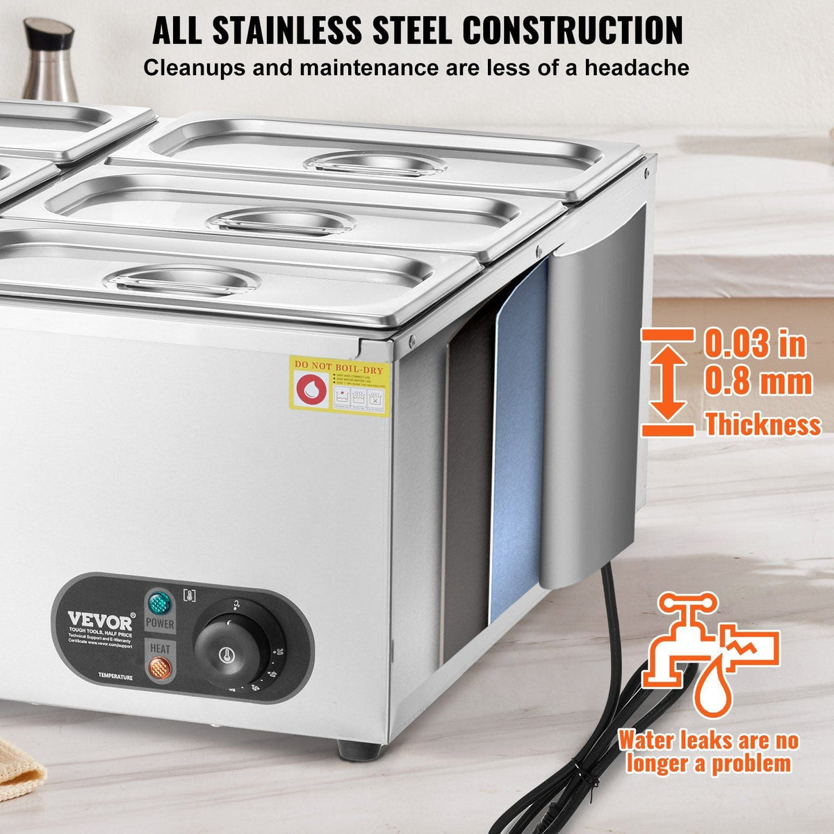 Commercial Electric Food Warmer Countertop Buffet 6*5Qt Pan Bain Marie