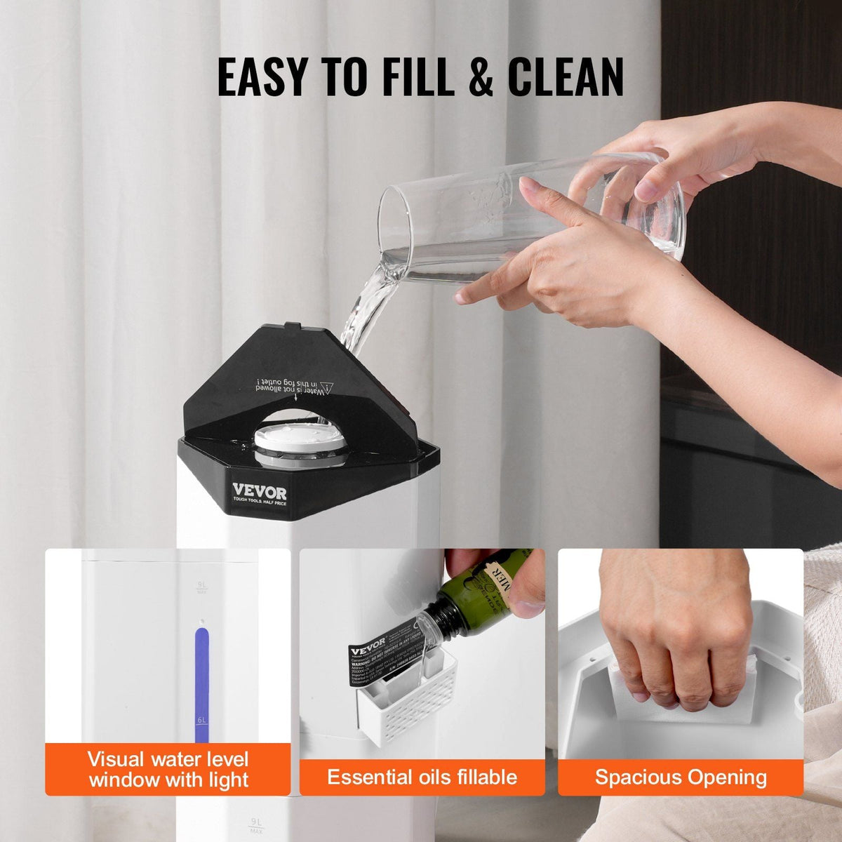 Commercial Humidifier 2.4 Gal Cool/Warm Mist for 430.6 Sq Ft Top Refill