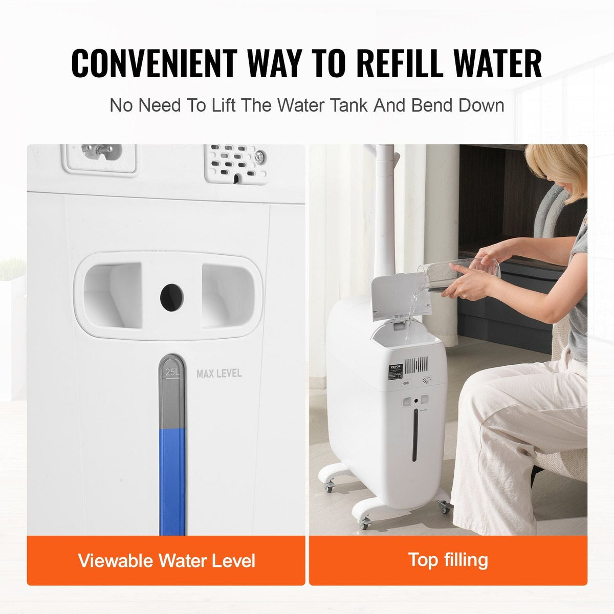 Commercial Humidifier 6.6 Gal Cool Mist for Up To 1291.7 Sq Ft Top Refill