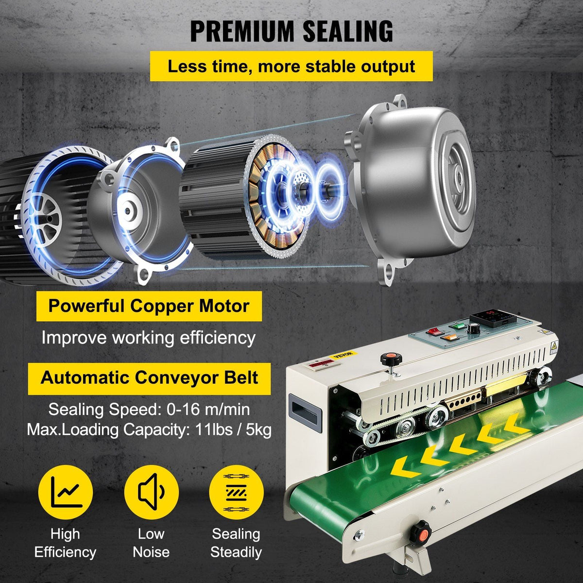 Continuous Bag Band Sealing Machine FR900K Band Sealer Machine with Digital Temperature Control Horizontal Bag Sealer for 0.02-0.08 mm Plastic Bags Continuous Band Sealer w/ Printing Function