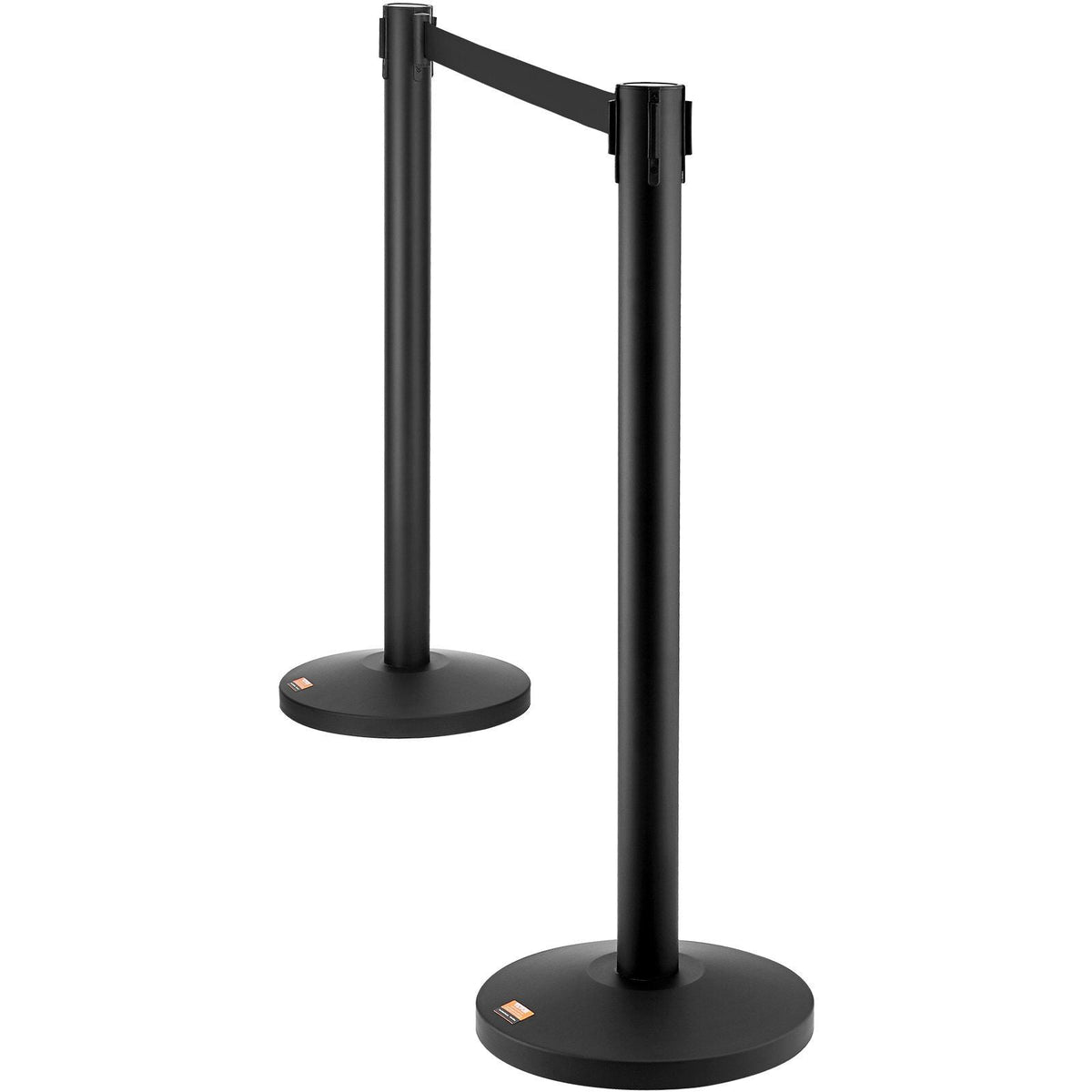 Crowd Control Stanchions, 2-Pack Crowd Control Barriers, Carbon Steel Baking Painted Stanchion Queue Post with 11FT Black Retractable Belt, Belt Barriers Line Divider for Exhibition, Airport