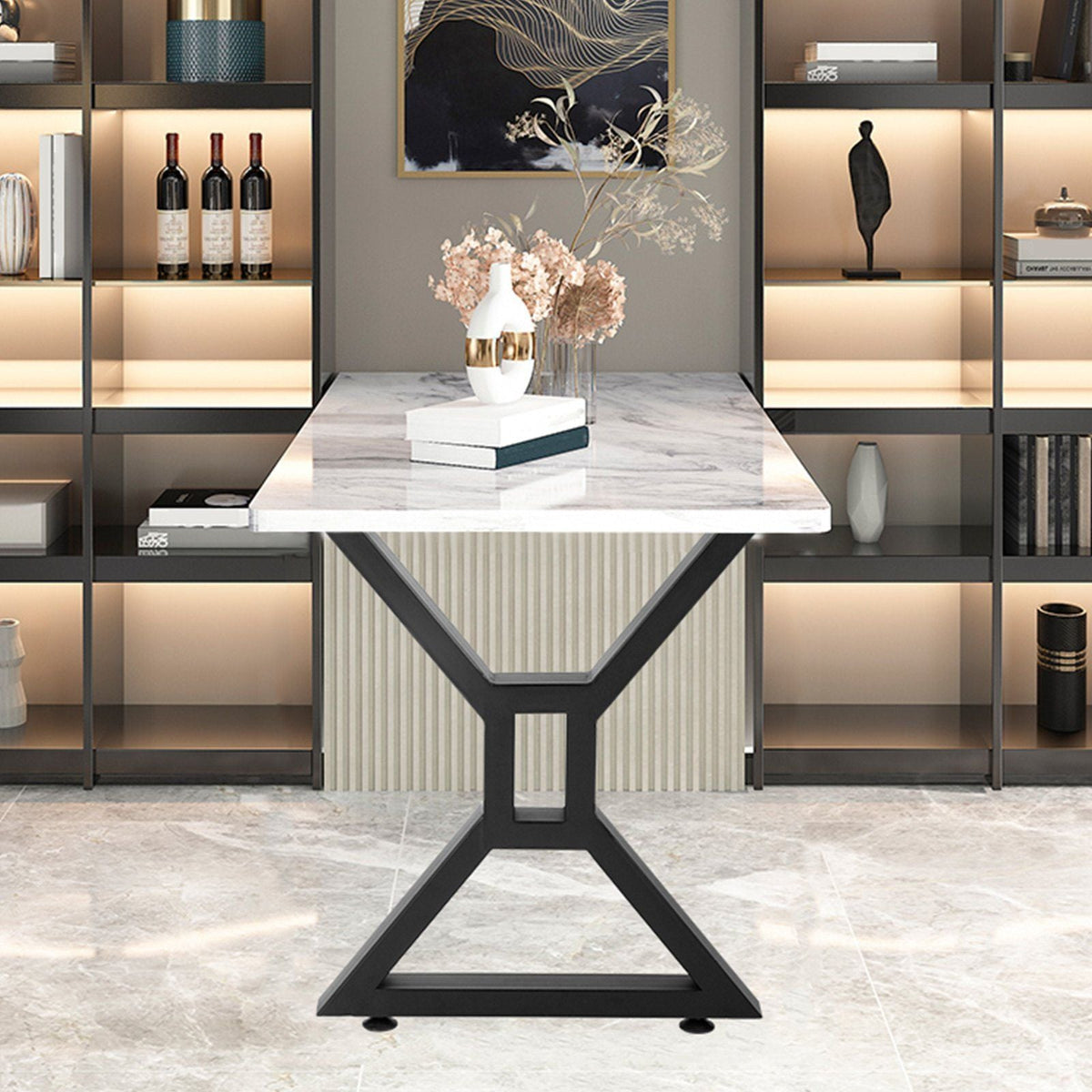 Dining Table Legs 28 inch, Metal Table Legs 2PCs, Hollow X-Shaped Legs 440 Lbs Load Capacity DIY Coffee Table Legs Black Anti-Rust Iron Office Table Legs with Baking Varnish for Dining Table
