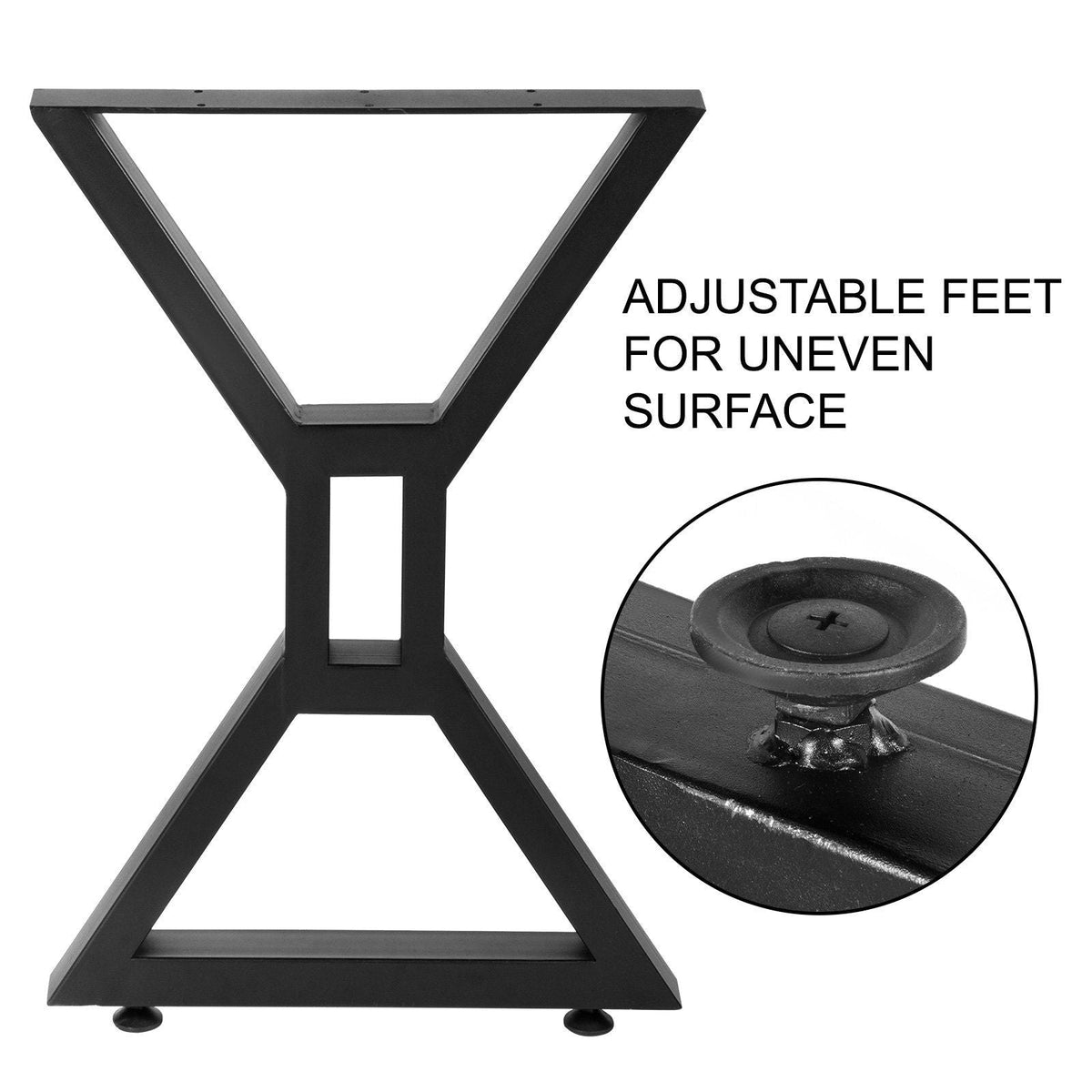 Dining Table Legs 28 inch, Metal Table Legs 2PCs, Hollow X-Shaped Legs 440 Lbs Load Capacity DIY Coffee Table Legs Black Anti-Rust Iron Office Table Legs with Baking Varnish for Dining Table