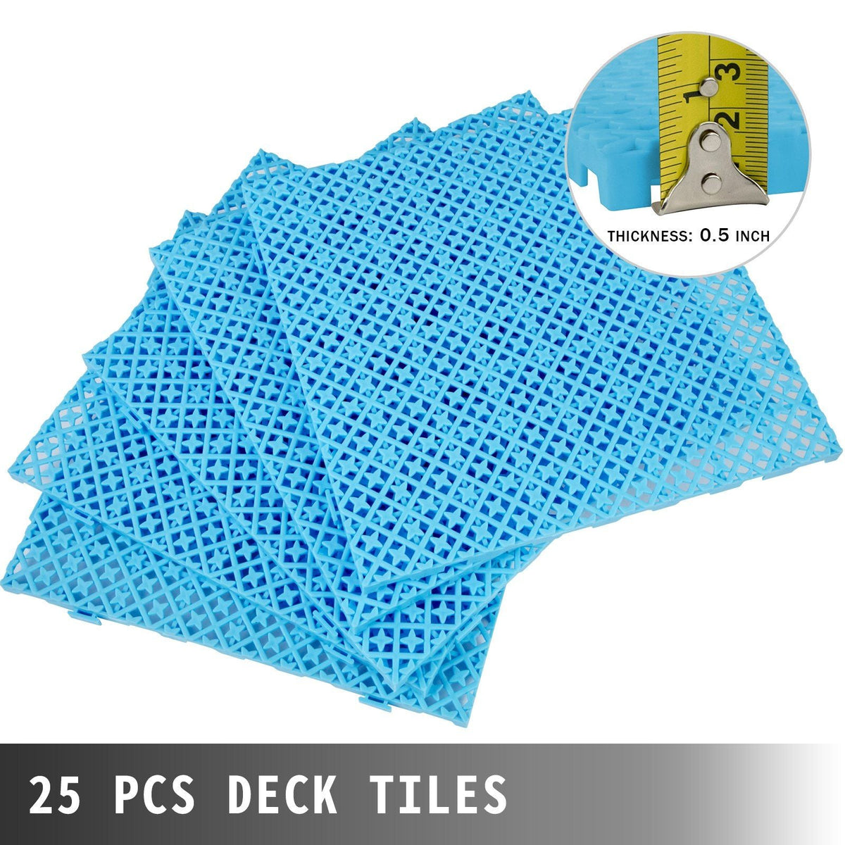 Drainage Tiles Interlocking 25 Pack Blue, Outdoor Modular Interlocking Deck Tile 11.8x11.8x0.5 Inches, Dry Deck Tiles for Pool Shower Sauna Bathroom Deck Patio Garage