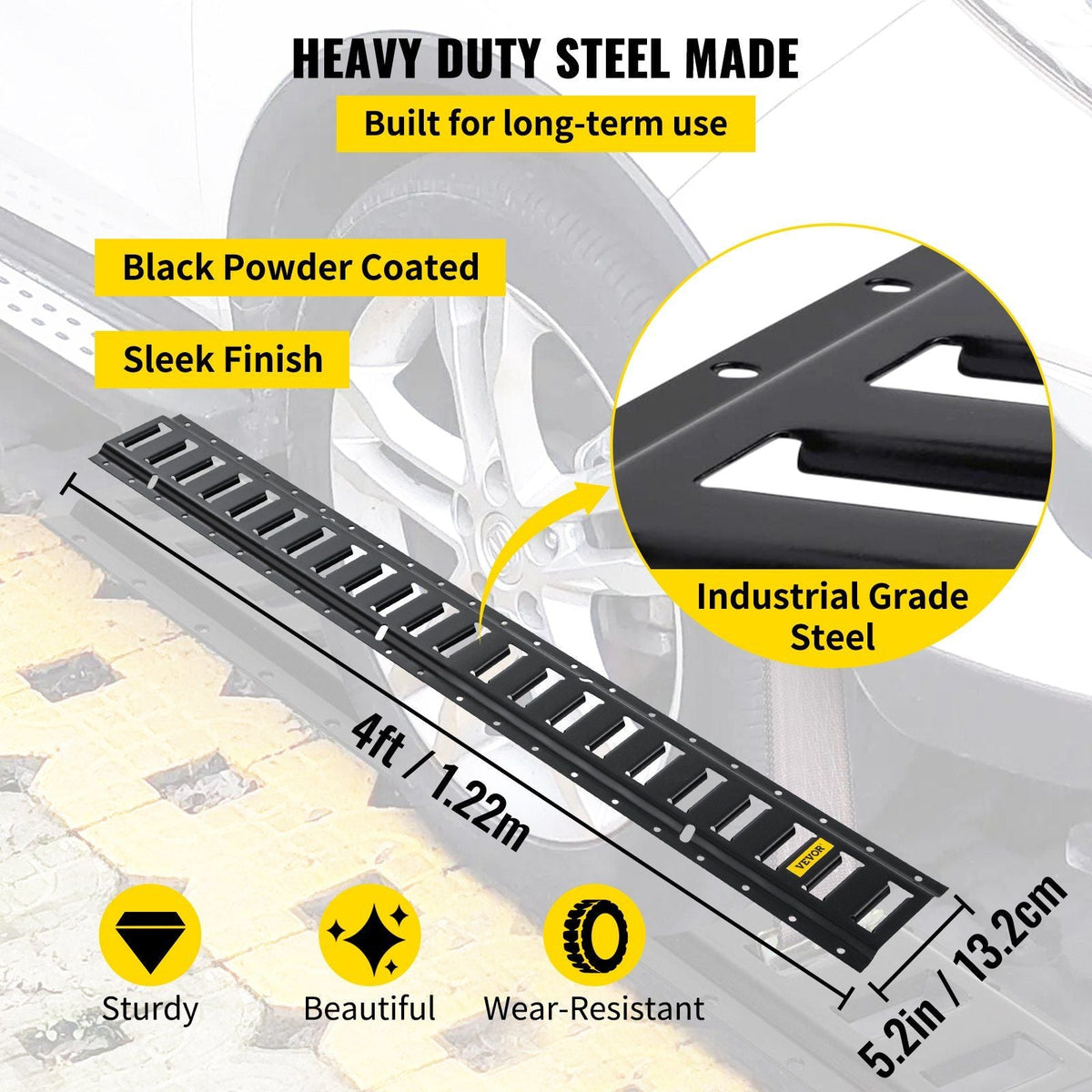 E-Track Tie-Down Rail, 4PCS 4-FT Steel Rails w/Standard 1"x2.5" Slots, Compatible with O and D Rings & Tie-Offs and Ratchet Straps & Hooked Chains, for Cargo and Heavy Equipment Securing
