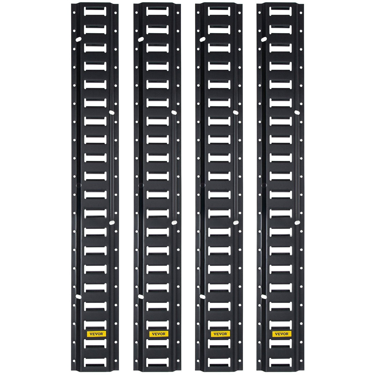 E-Track Tie-Down Rail, 4PCS 4-FT Steel Rails w/Standard 1"x2.5" Slots, Compatible with O and D Rings & Tie-Offs and Ratchet Straps & Hooked Chains, for Cargo and Heavy Equipment Securing