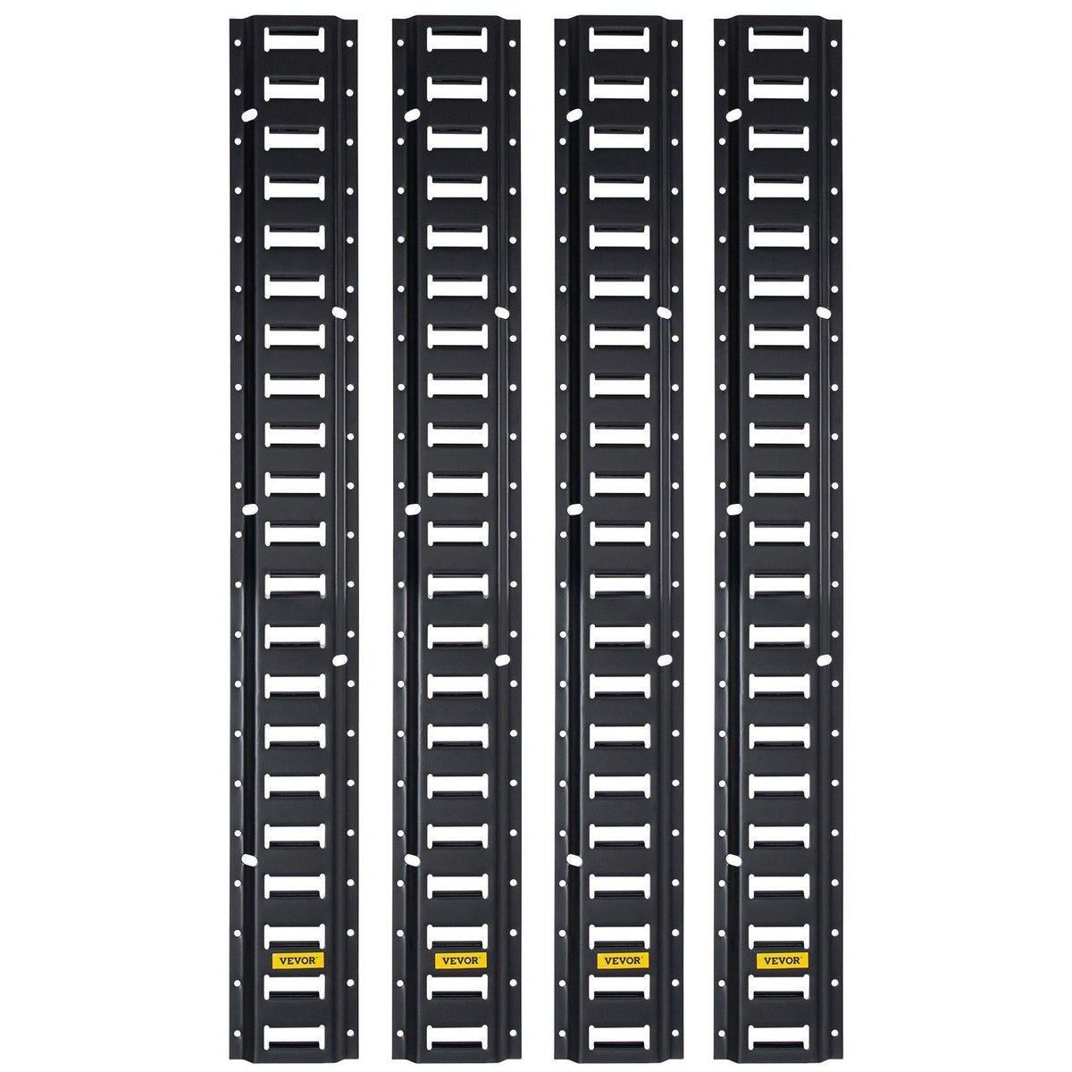 E-Track Tie-Down Rail, 4PCS 5-FT Steel Rails w/Standard 1"x2.5" Slots, Compatible with O and D Rings & Tie-Offs and Ratchet Straps & Hooked Chains, for Cargo and Heavy Equipment Securing