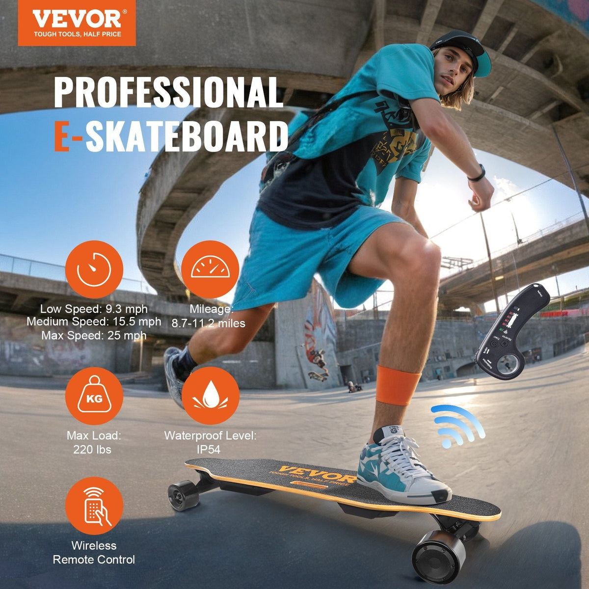 Electric Longboard Skateboard with Control 11.2 Mile Range for Adults Kids