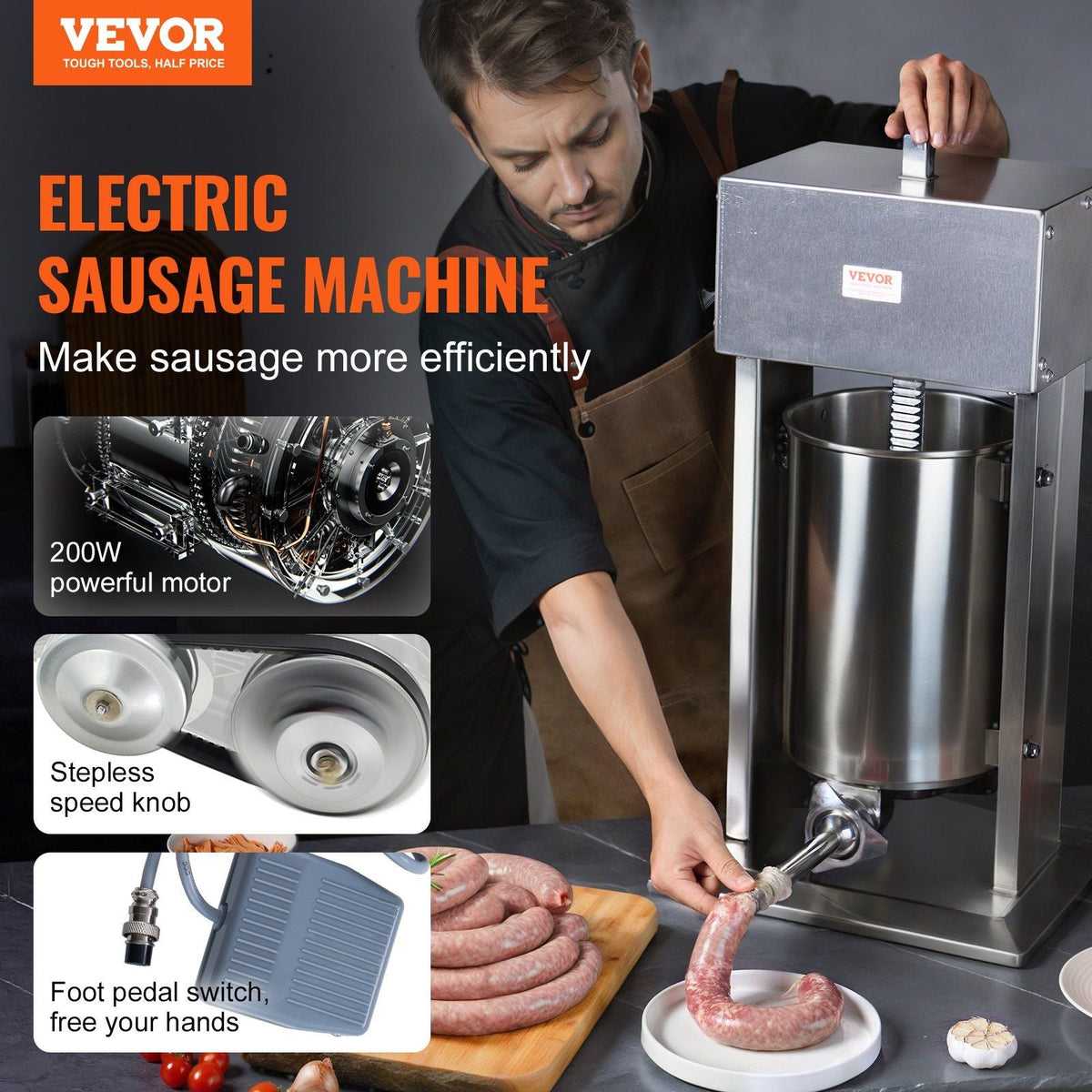 Electric Sausage Stuffer 12 L Vertical Meat Stuffer 304 Stainless Steel