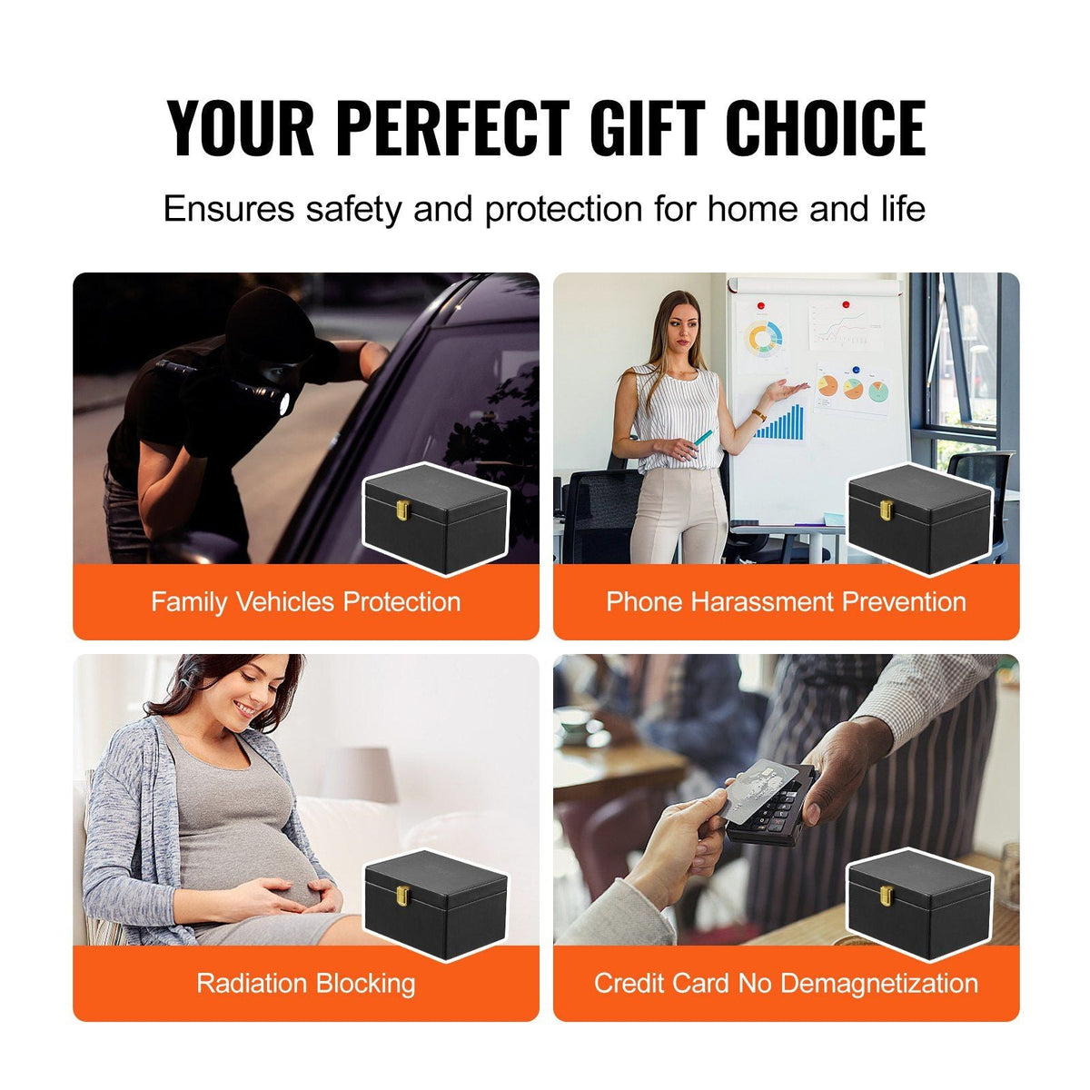 Faraday Box Signal Blocking Holder for 5~8 Car Keys with 2 Key Bags Black, Car Key Signal Blocking Box Box for Car Security