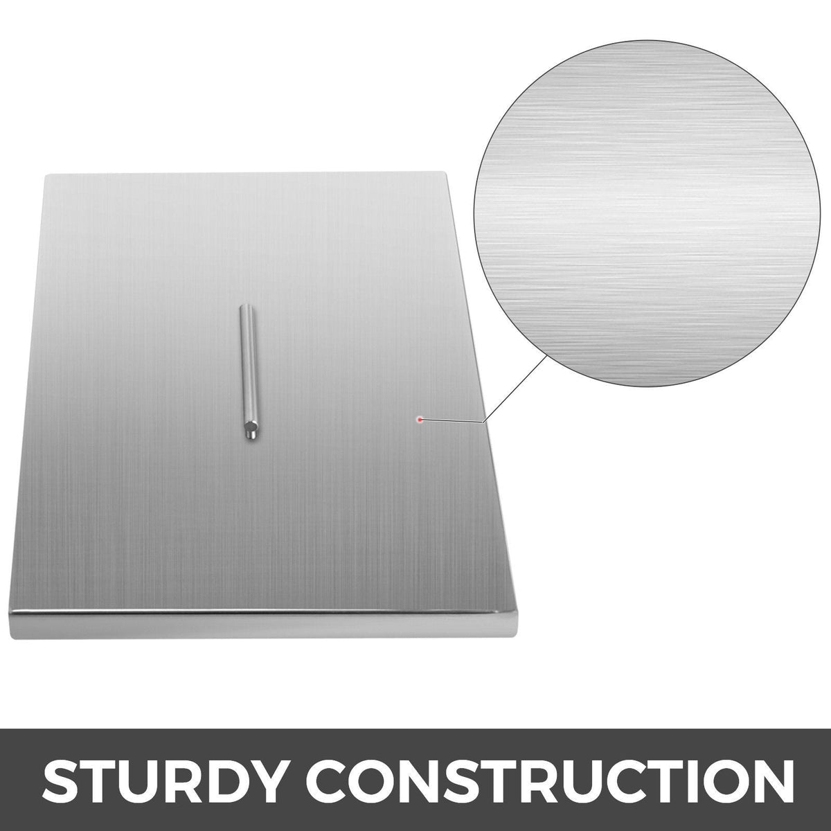 Fire Pit Lid 27 x 27 Inch 1.5mm Thick 430 Stainless Steel Fire Pit Burner Cover Square Fire Pit Lid for Drop-in Fire Pit Pan