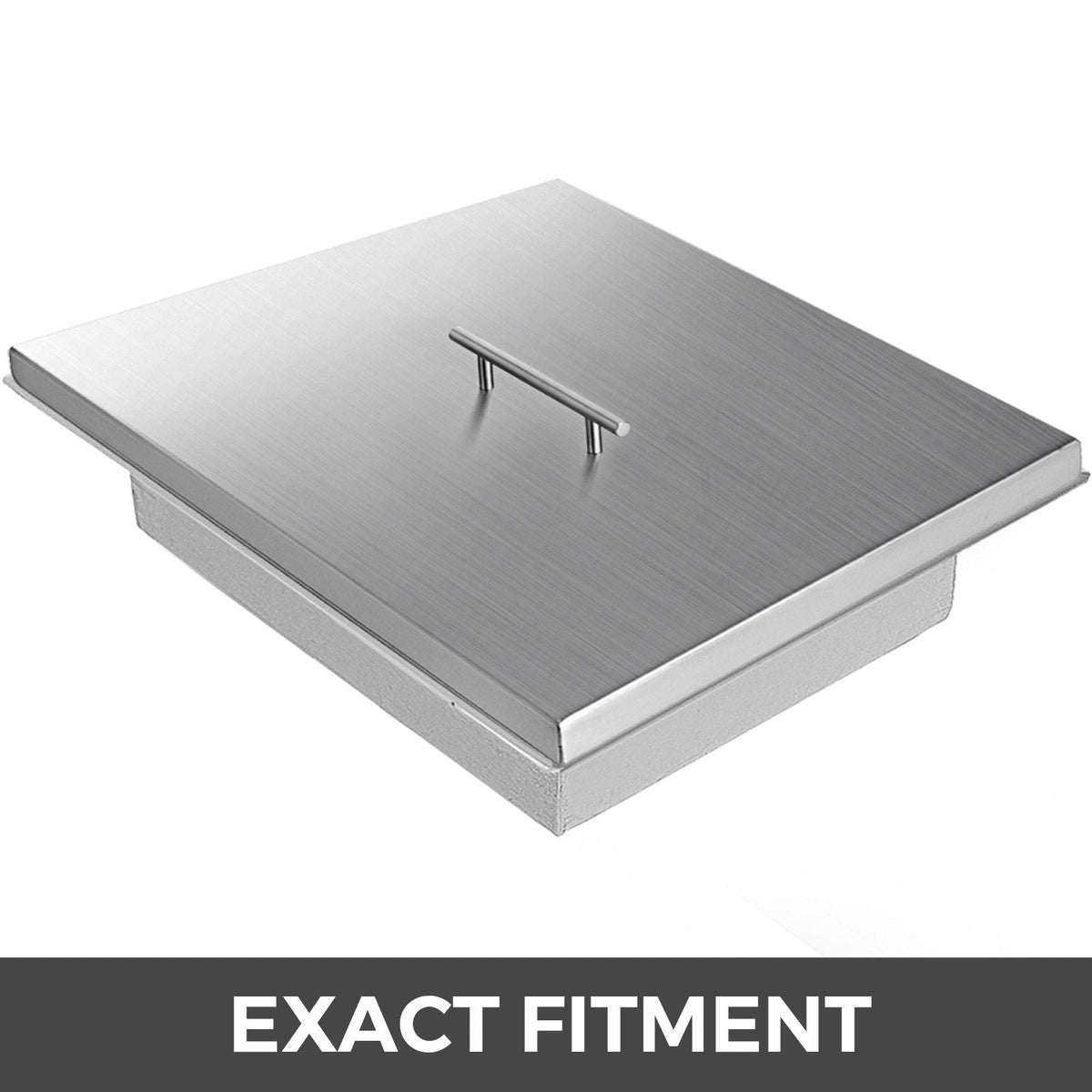 Fire Pit Lid 27 x 27 Inch 1.5mm Thick 430 Stainless Steel Fire Pit Burner Cover Square Fire Pit Lid for Drop-in Fire Pit Pan
