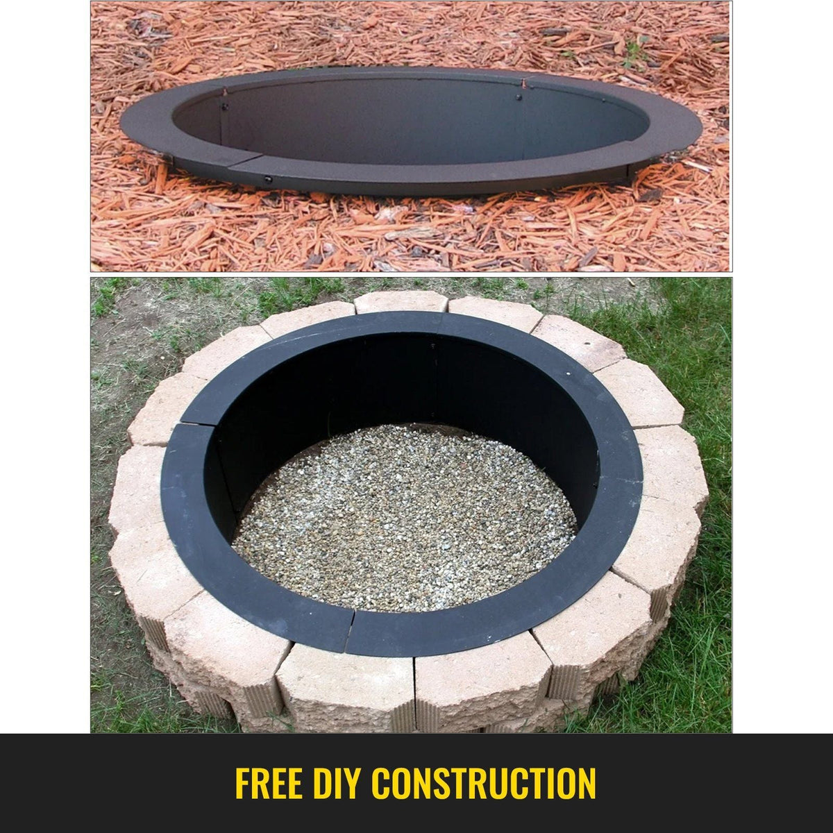 Fire Pit Ring 45-Inch Outer/39-Inch Inner Diameter, 3.0mm Thick Heavy Duty Solid Steel, Fire Pit Liner DIY Campfire Ring Above or In-Ground for Outdoor