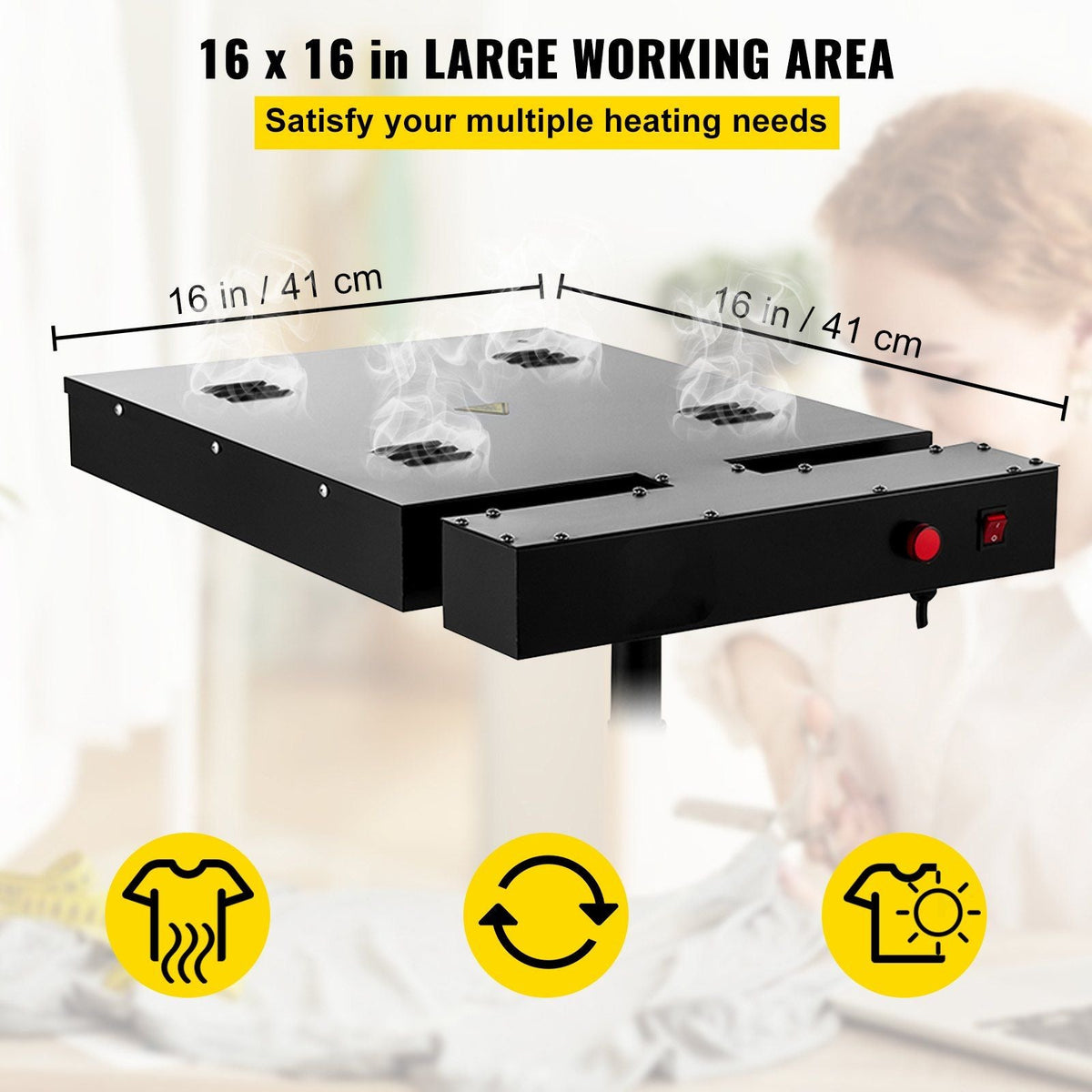 Flash Dryer 16x16Inch Electrical Control Box Flash Dryer for Screen Printing Adjustable Stand Screen Printing Dryer T-Shirt Curing Machine (16x16Inch Electrical Control Box)