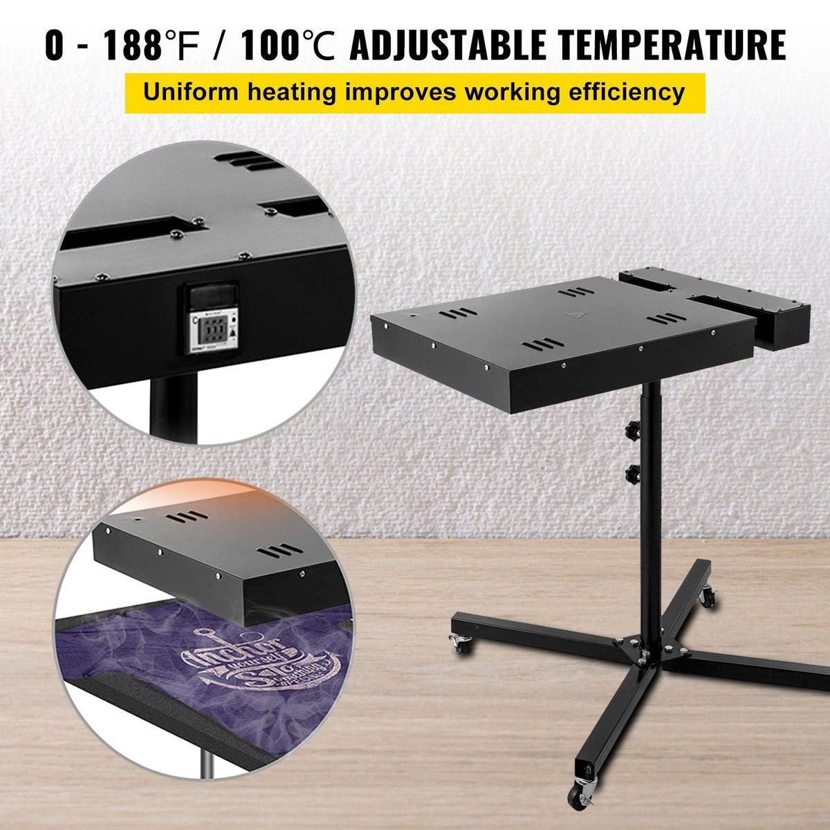 Flash Dryer 16x16Inch Temperature Display Flash Dryer for Screen Printing Adjustable Stand Screen Printing Dryer T-Shirt Curing Machine (16x16Inch Temperature Display)