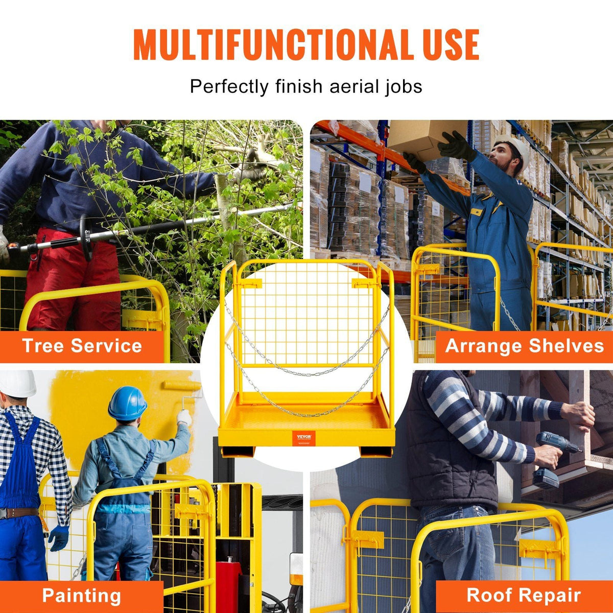 Forklift Safety Cage Work Platform 36X36in 1200lbs Foldable for Aerial Job
