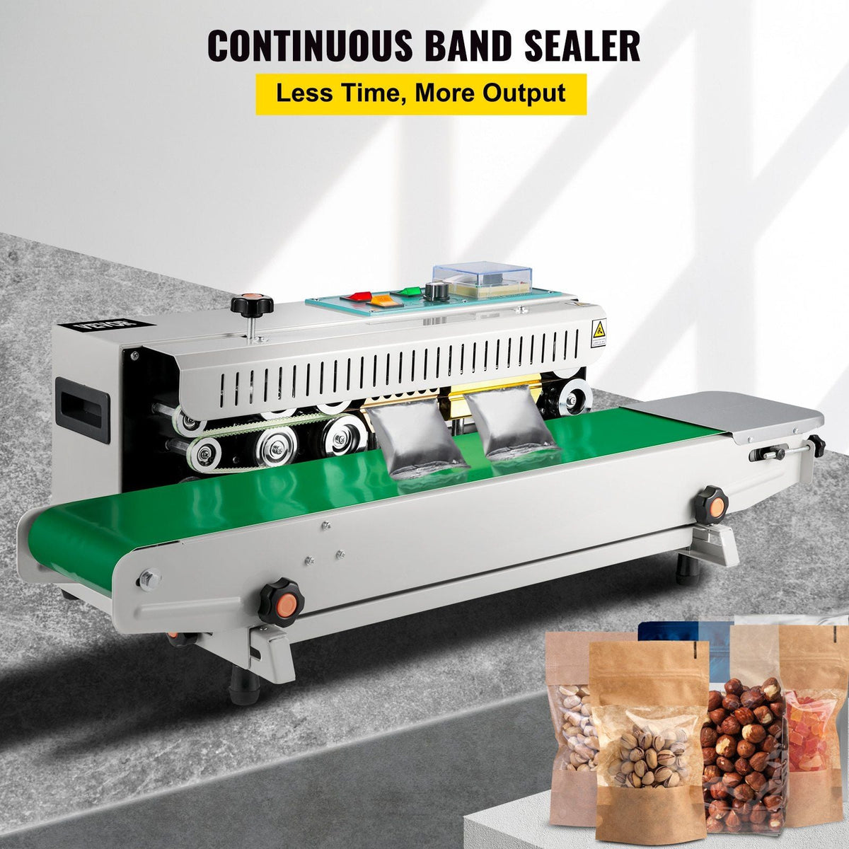 FR-900 Continuous Band Sealer, Automatic Horizontal Band Sealer 110V, Continuous Sealing Machine Temperature Control, Bag Sealer Machine for PVC Bags Films