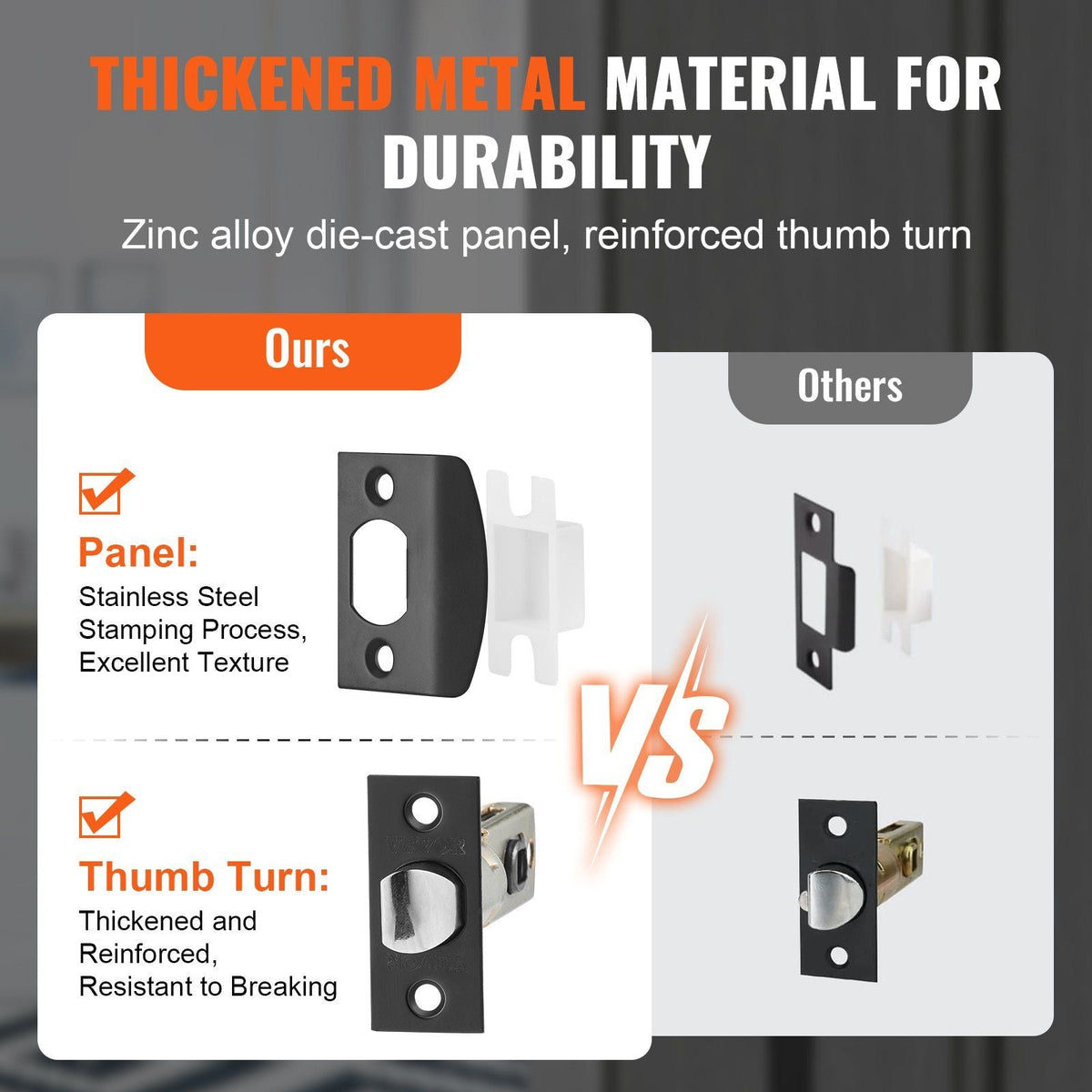 Front Door Handle and Deadbolt Set, Matte Black Square Handle Set with Lever Door Handle, Single Cylinder Entry Door Handle with Reversible for Right and Left Handed Entrance and Front Door