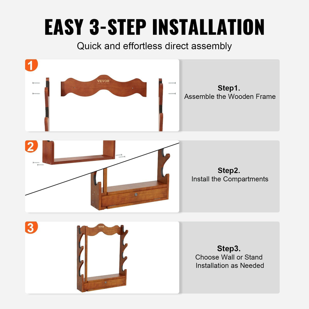 Gun Rack, Wood Gun Rack Wall Mount, Gun Display Rack holds 4 Rifles, Shotguns, 132 lb Heavy Duty Wall Storage Display Rifle Rack with Soft Padding