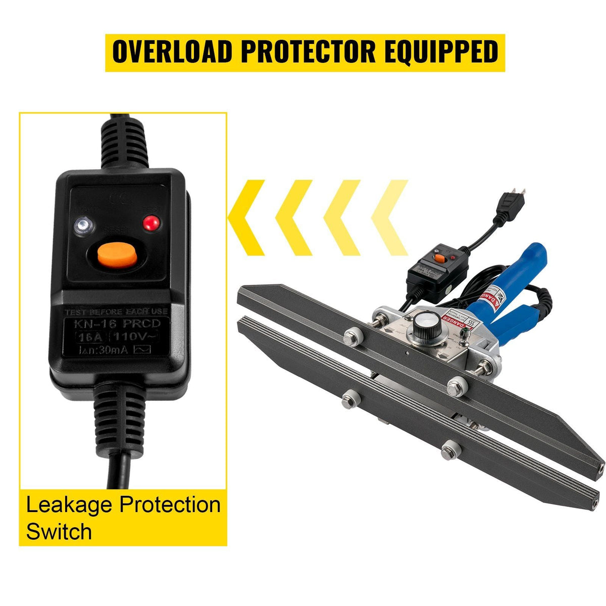 Heat Crimp Sealer FKR-400 16" Bag Crimper 500W/110V Portable Hand Held Heat Crimper Sealer w/ 0-250°C Temperature Control For Mylar Bag,Foil Bag, Cellophane Bag, Kraft Paper Bag, BOPP Bag