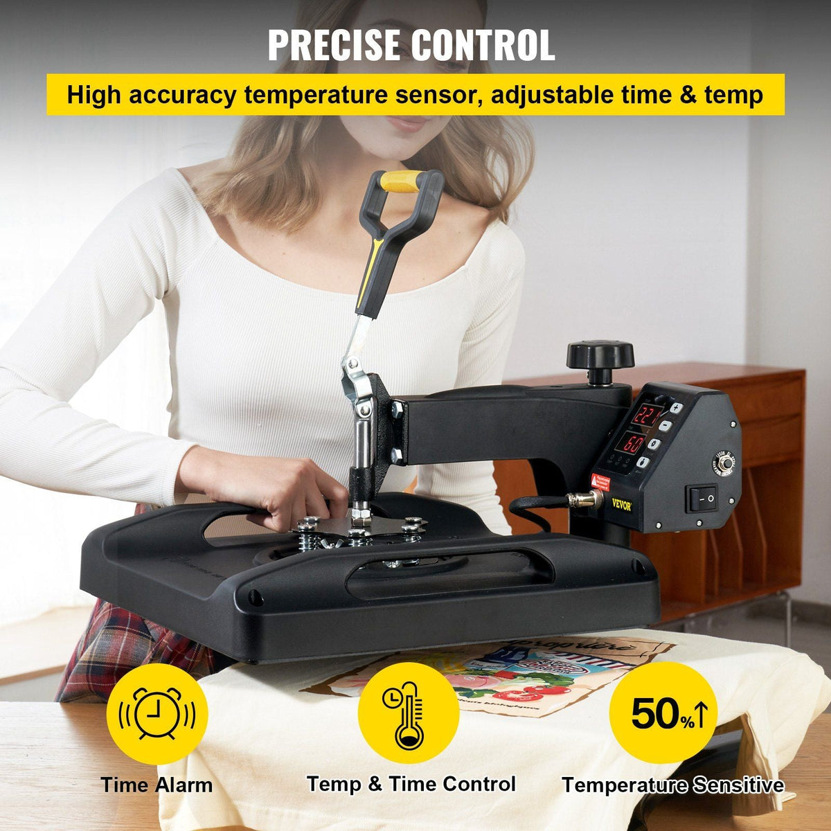 Heat Press 15x15, Upgraded Heat Press Machine 5 in 1, Anti-Scald, Fast-Heating, Swing Away Digital Control Multifunction Heat Press for Sublimation Combo for T-Shirt Hat Cap Mug Plate, Black