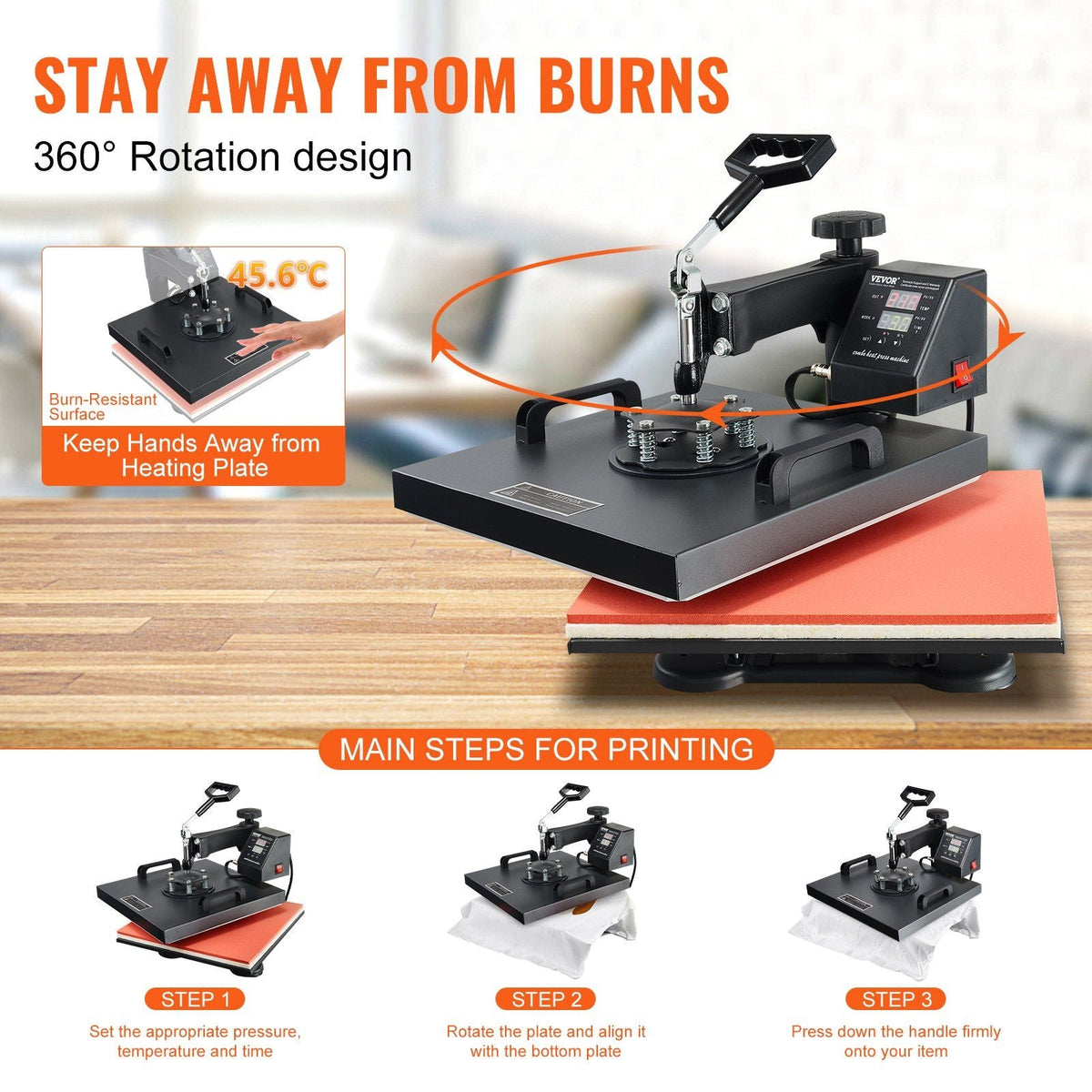 Heat Press Machine 2In1 15x15in Sublimation Print Transfer DIY T-shirt Cap
