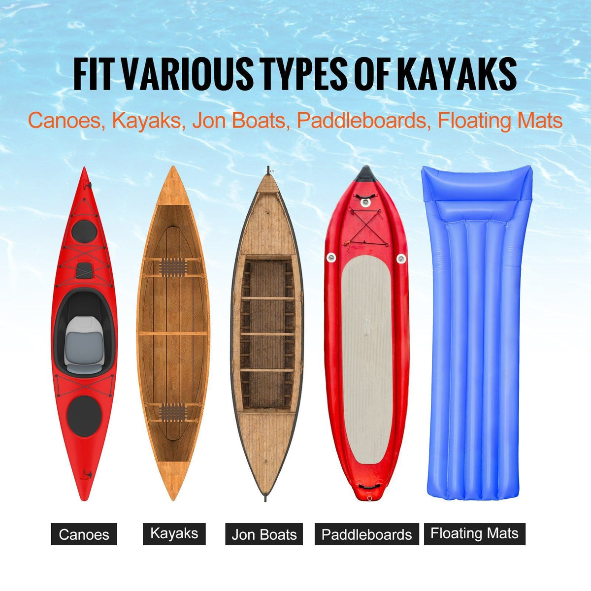 Heavy Duty Kayak Cart, 250lbs Load Capacity, Foldable Canoe Trolley Cart with 10'' Solid Tires, Nonslip Support Foot & Tie-Down Strap, for Kayaks Canoes Paddleboards Float Mats Jon Boats