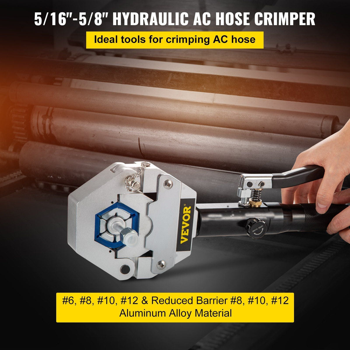 Hydraulic Hose Crimper Hydra-Krimp 71500,Manual AC Hose Crimper Kit Air Conditioning Repaire Handheld, Hydraulic Hose Crimping Tool with 7 Die Set for Barbed and Beaded Hose Fittings