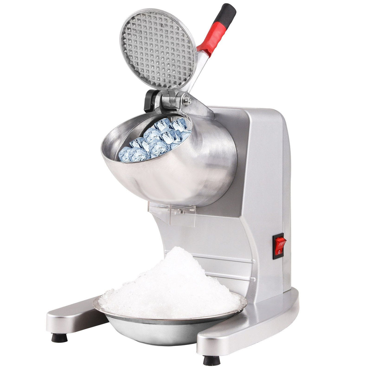 Ice Crushers Machine, 220lbs Per Hour Electric Snow Cone Maker with 4 Blades, Stainless Steel Shaved Ice Machine with Cover and Bowl, 300W Ice Shaver Machine for Home and Commercial Use, Silver