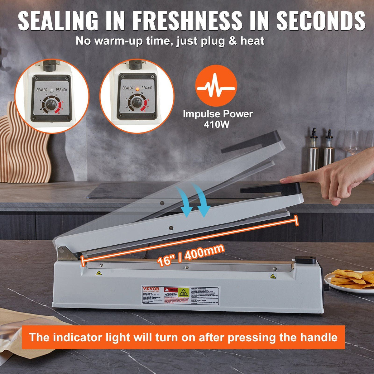 Impulse Sealer 16 inch, Manual Heat Sealing Machine with Adjustable Heating Mode, Aluminum Shrink Wrap Bag Sealers for Plastic Mylar PE PP Bags, Portable Poly Bag Sealer with Extra Replace Kit
