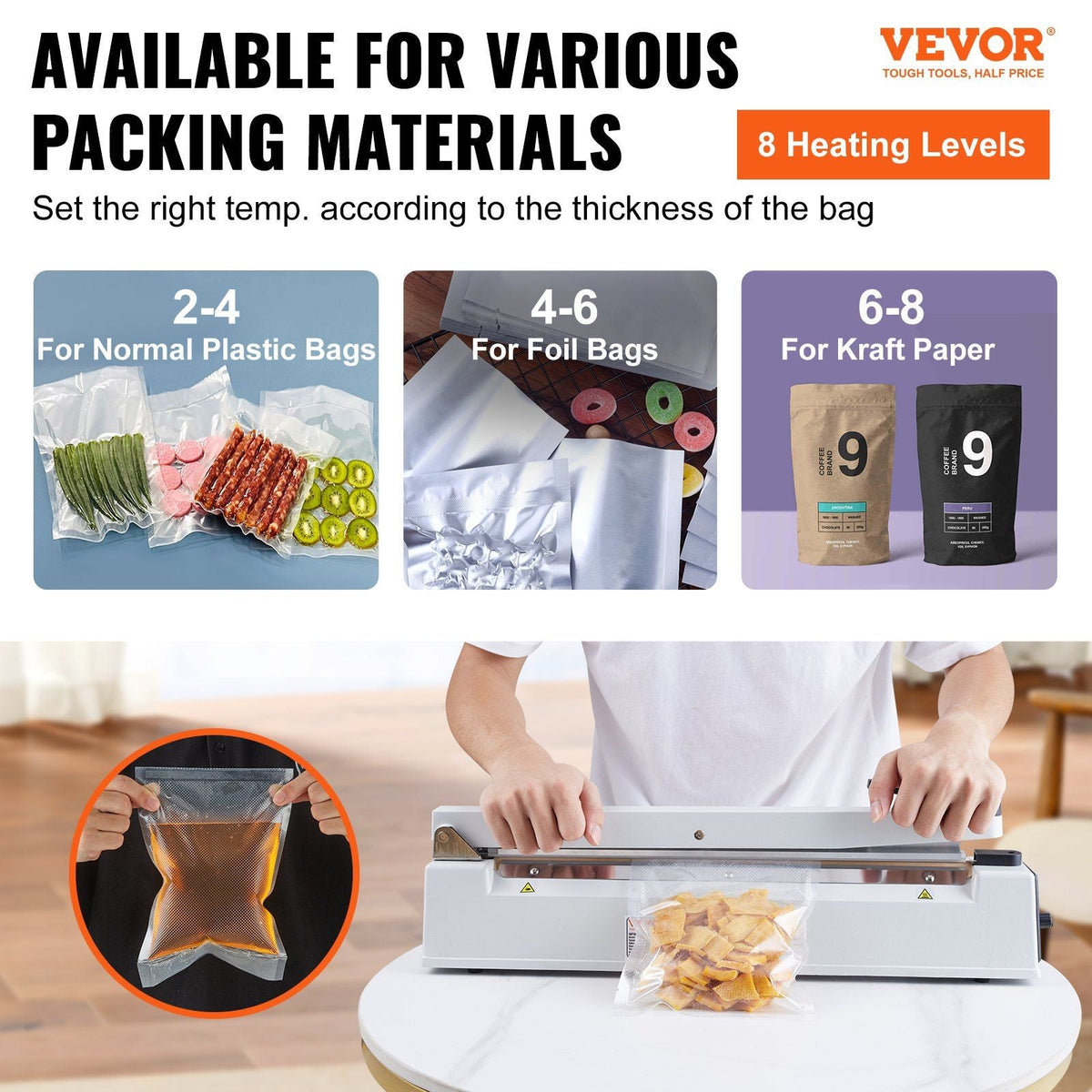 Impulse Sealer 16 inch, Manual Heat Sealing Machine with Adjustable Heating Mode, Aluminum Shrink Wrap Bag Sealers for Plastic Mylar PE PP Bags, Portable Poly Bag Sealer with Extra Replace Kit