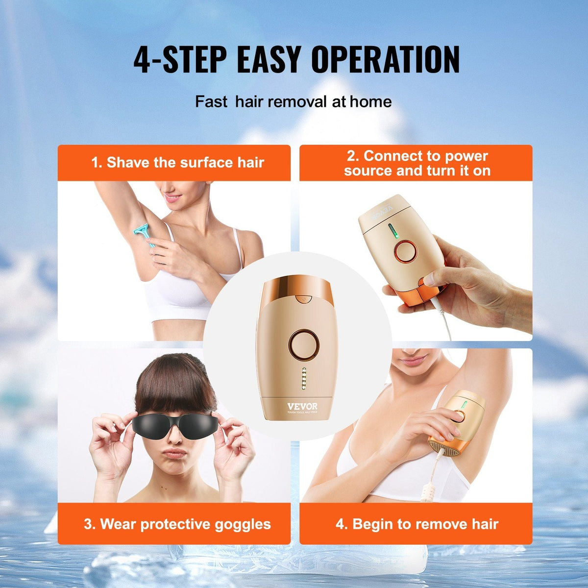 IPL Hair Removal, Permanent Hair Removal for Women and Men, Auto/Manual Modes & 5 Adjustable Levels, Painless At-Home Hair Removal Device for Legs, Armpits, Bikini Line, Whole Body