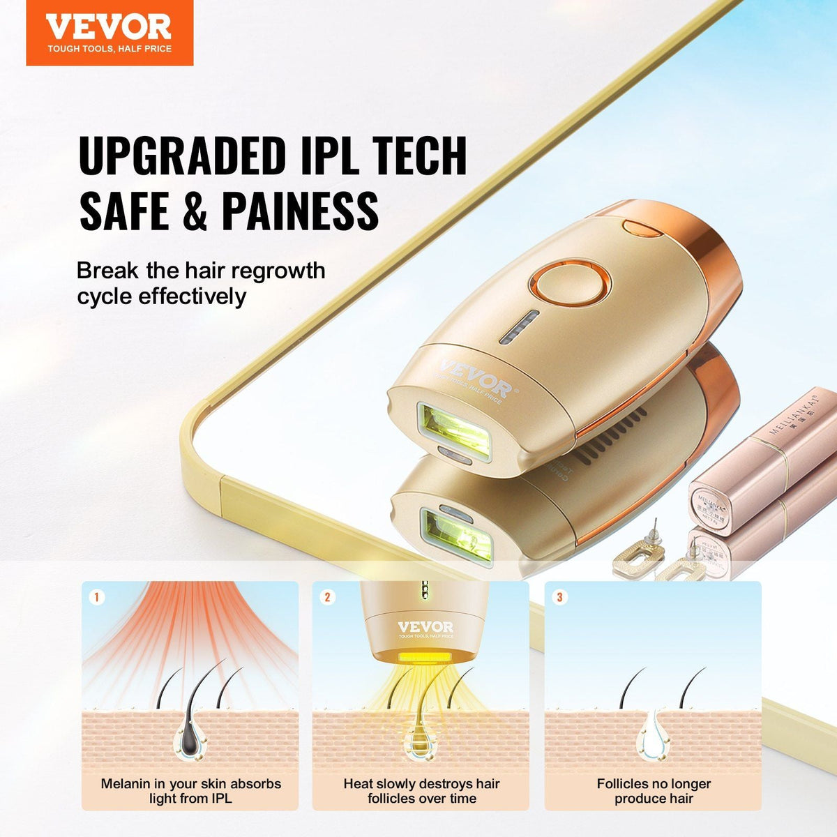 IPL Hair Removal, Permanent Hair Removal for Women and Men, Auto/Manual Modes & 5 Adjustable Levels, Painless At-Home Hair Removal Device for Legs, Armpits, Bikini Line, Whole Body