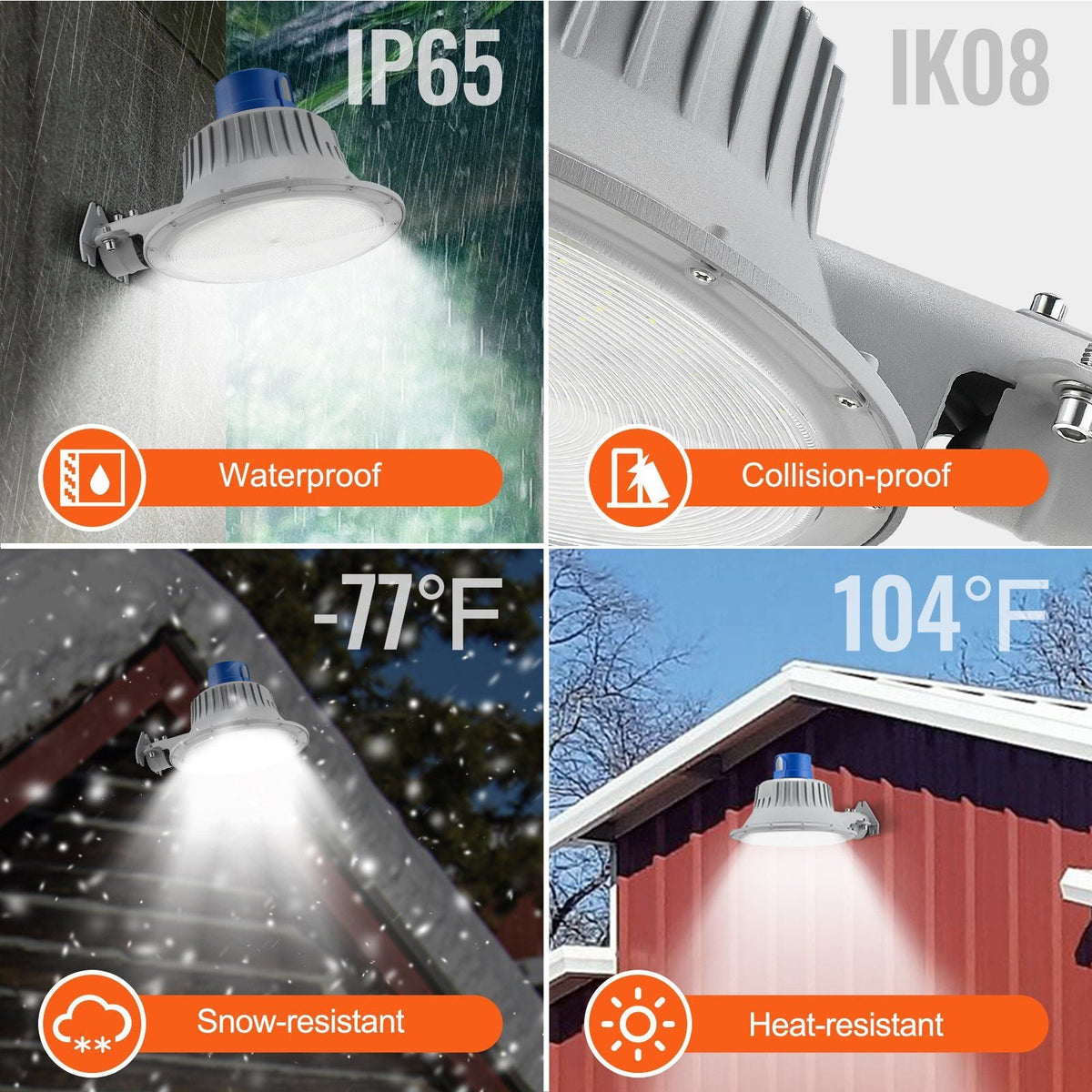 LED Barn Light, 50W 5500LM, Ultra Brightness 6000K Daylight, Dusk to Dawn Area Lights, Outdoor Security Flood Lighting, IP65 Waterproof for Outside Yard Street Garage Shed Patio, Wall/Pole Mount