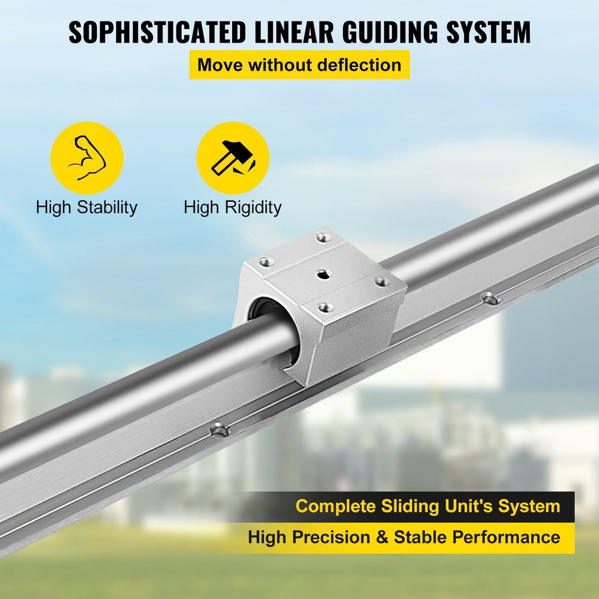 Linear Rail 2 Set SBR 25-1200mm 2 Linear Rail Guide and 4SBR25UU Bearing Block Fully Supported Shaft Rod
