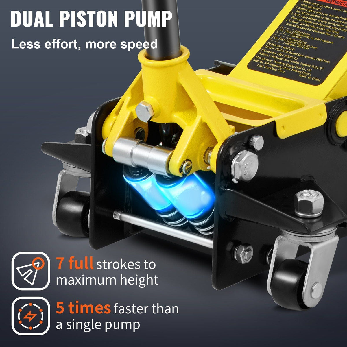 Low Profile Floor Jack 2.5 Ton Heavy Duty Steel Dual Piston