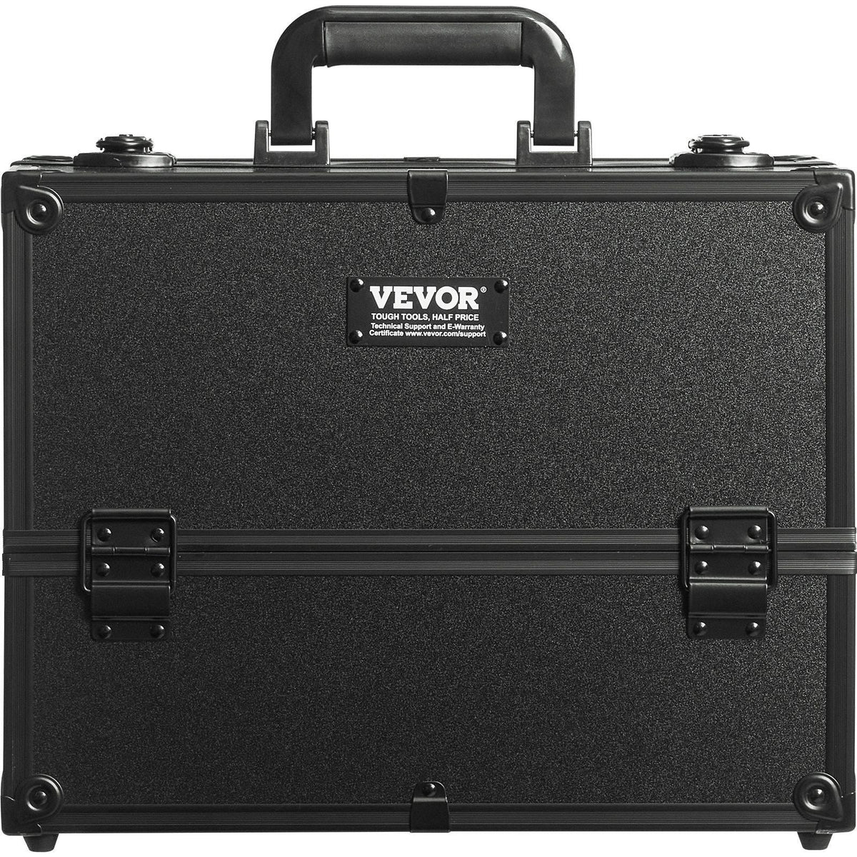 Makeup Train Case 14.6 inch Large Portable Cosmetic Case, 6 Tier Trays Professional Makeup Storage Organizer Box Make Up Carrier with Handle And Strap Travel Case for Women and Girls - Black