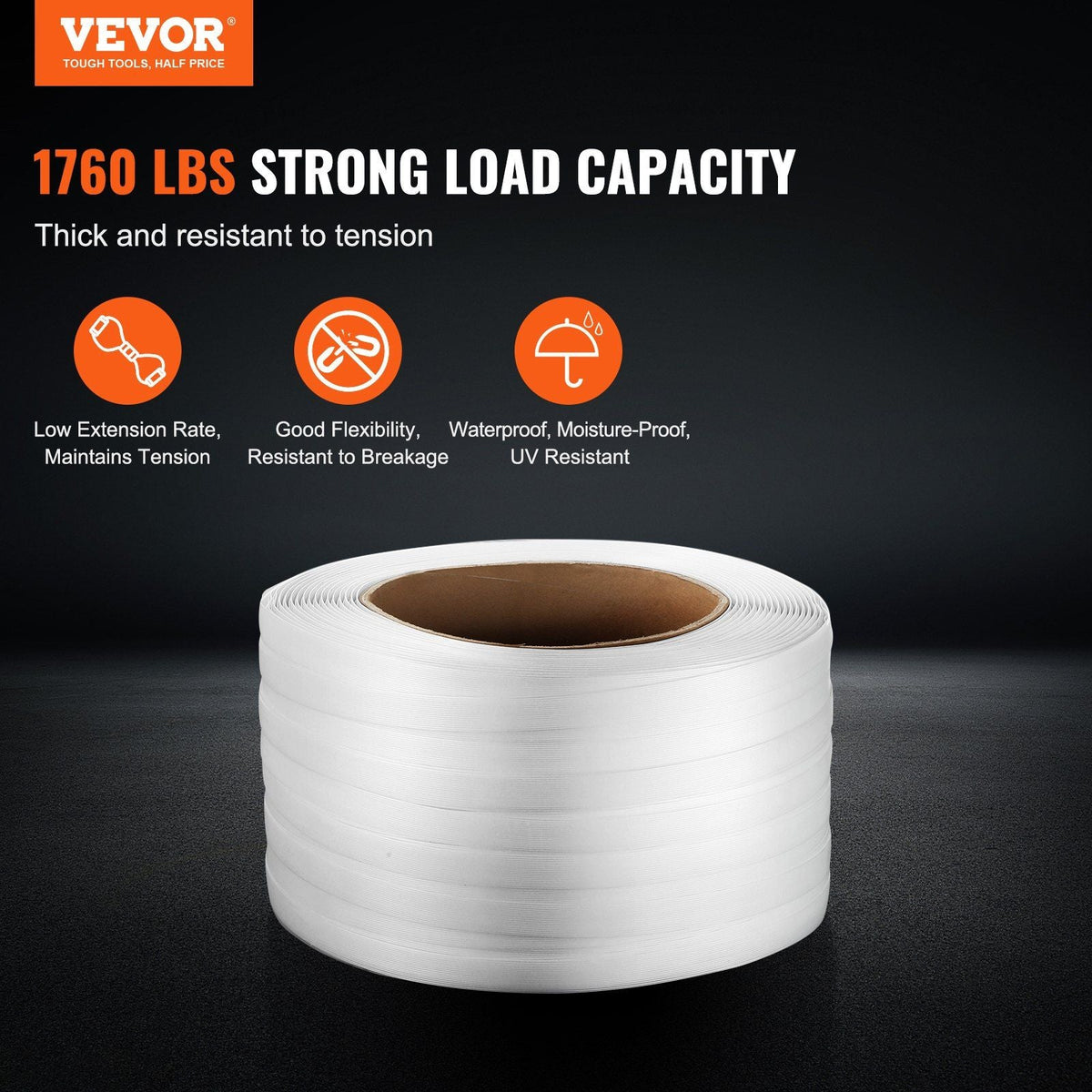 Packaging Woven Strapping Roll 3/4" x 0.03" x 1640' Banding Strap 1763 lbs