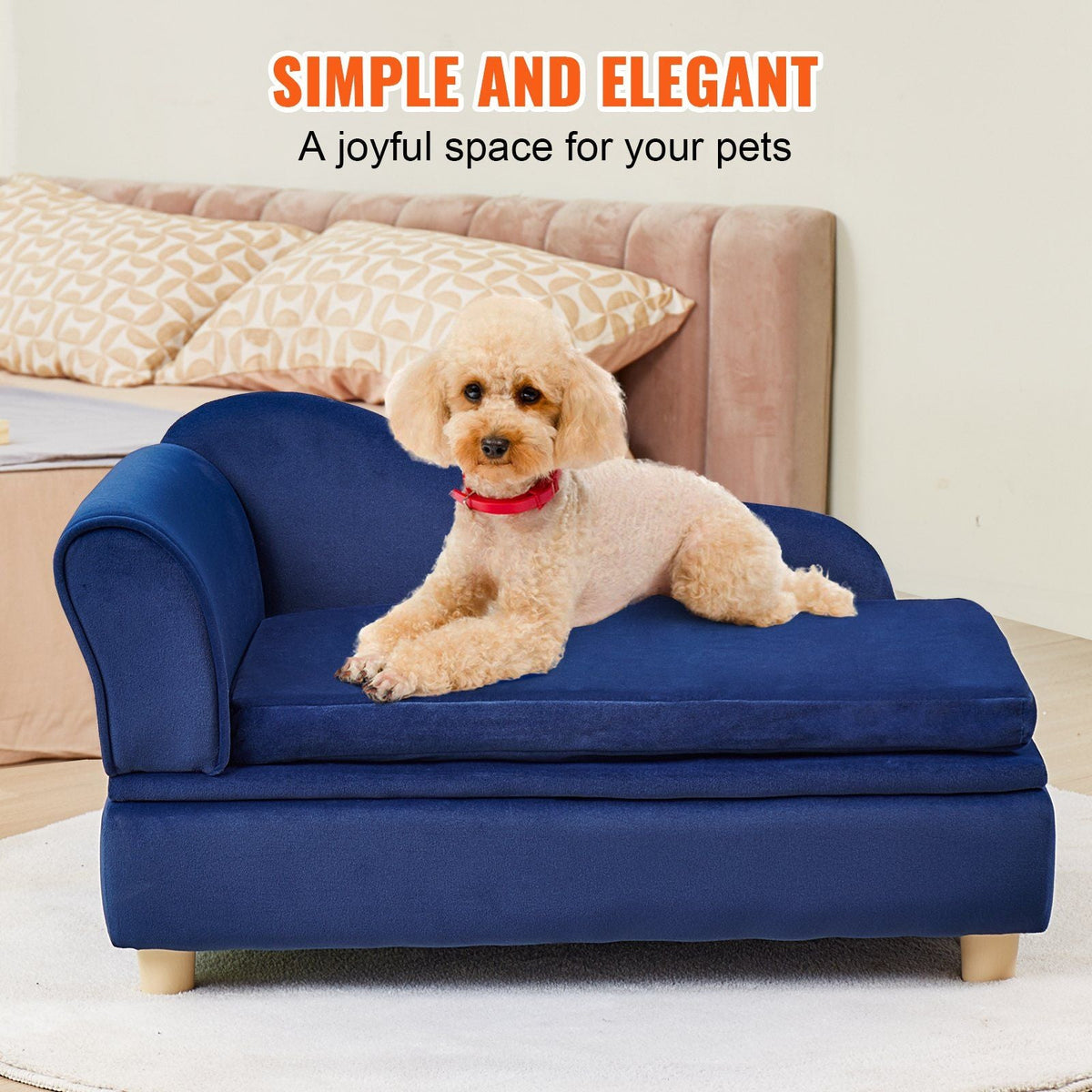 Pet Sofa, Dog Couch for Medium-Sized Dogs and Cats, Soft Velvety Dog Sofa Bed, 81 lbs Loading Cat Sofa, Blue