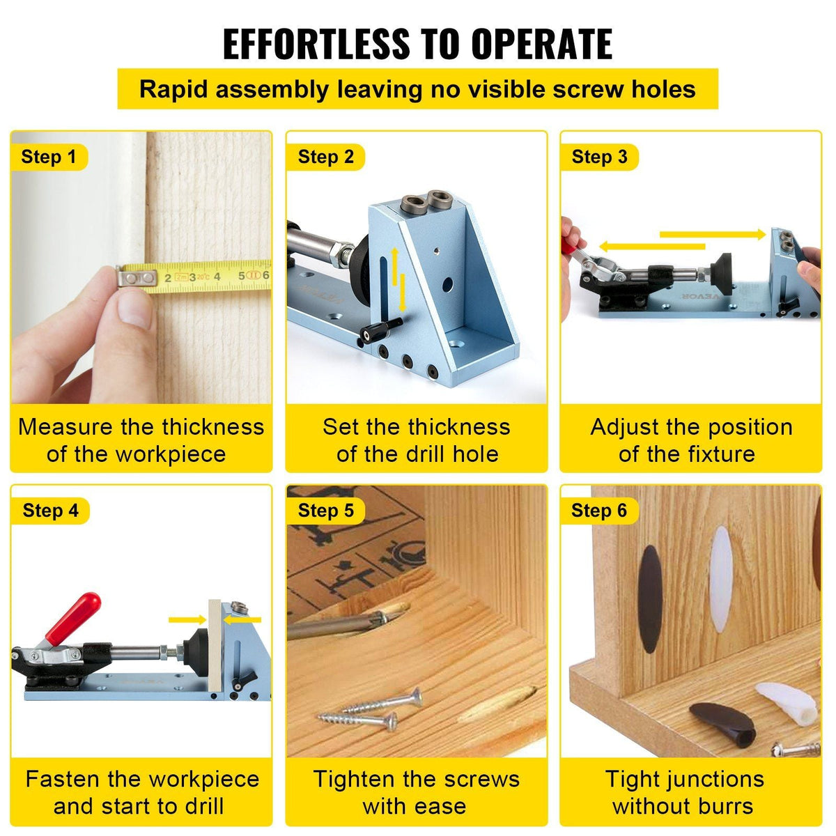 Pocket Hole Jig Kit, Adjustable & Easy to Use Joinery Woodworking System, Professional and Upgraded Aluminum, Wood Guides Joint Angle Tool with Extension Rod Screws for DIY Carpentry Projects