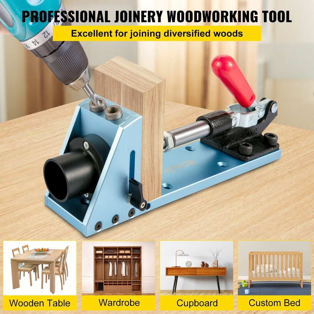 Pocket Hole Jig Kit, Adjustable & Easy to Use Joinery Woodworking System, Professional and Upgraded Aluminum, Wood Guides Joint Angle Tool with Extension Rod Screws for DIY Carpentry Projects