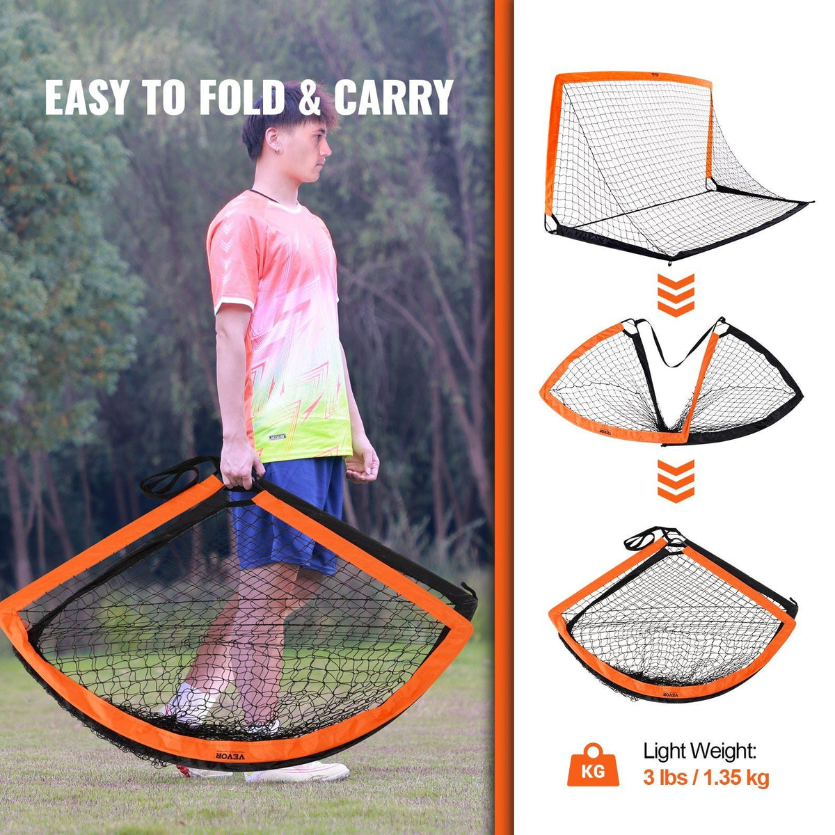 Portable Soccer Goal, 6.5x3.25 ft Kids Backyard Soccer Net, Foldable Pop Up Practice Soccer Net, Mini Youth Training Soccer Goal Set, All-Weather Indoor Outdoor Soccer Goals with Carry Bag