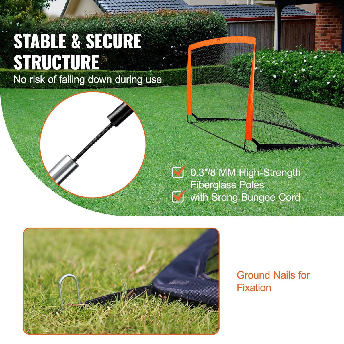 Portable Soccer Goal, 6.5x3.25 ft Kids Backyard Soccer Net, Foldable Pop Up Practice Soccer Net, Mini Youth Training Soccer Goal Set, All-Weather Indoor Outdoor Soccer Goals with Carry Bag