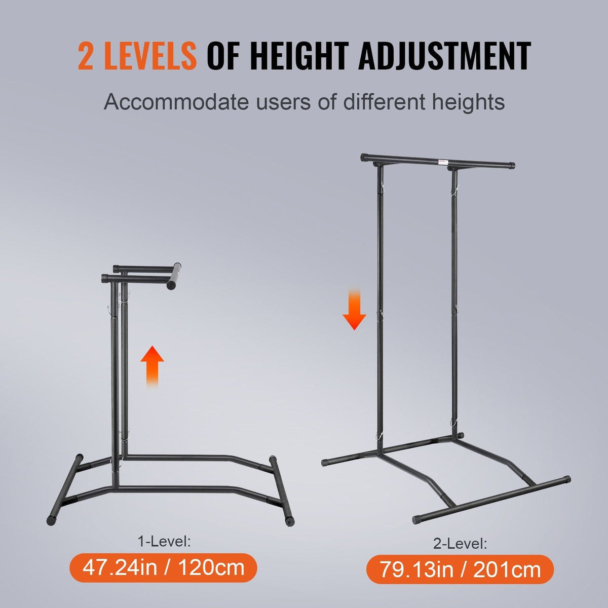 Power Tower Dip Station, 2-Level Height Adjustable Pull Up Bar Stand, Multi-Function Strength Training Workout Equipment, Home Gym Fitness Dip Bar Station, 220LBS Weight Capacity, Black